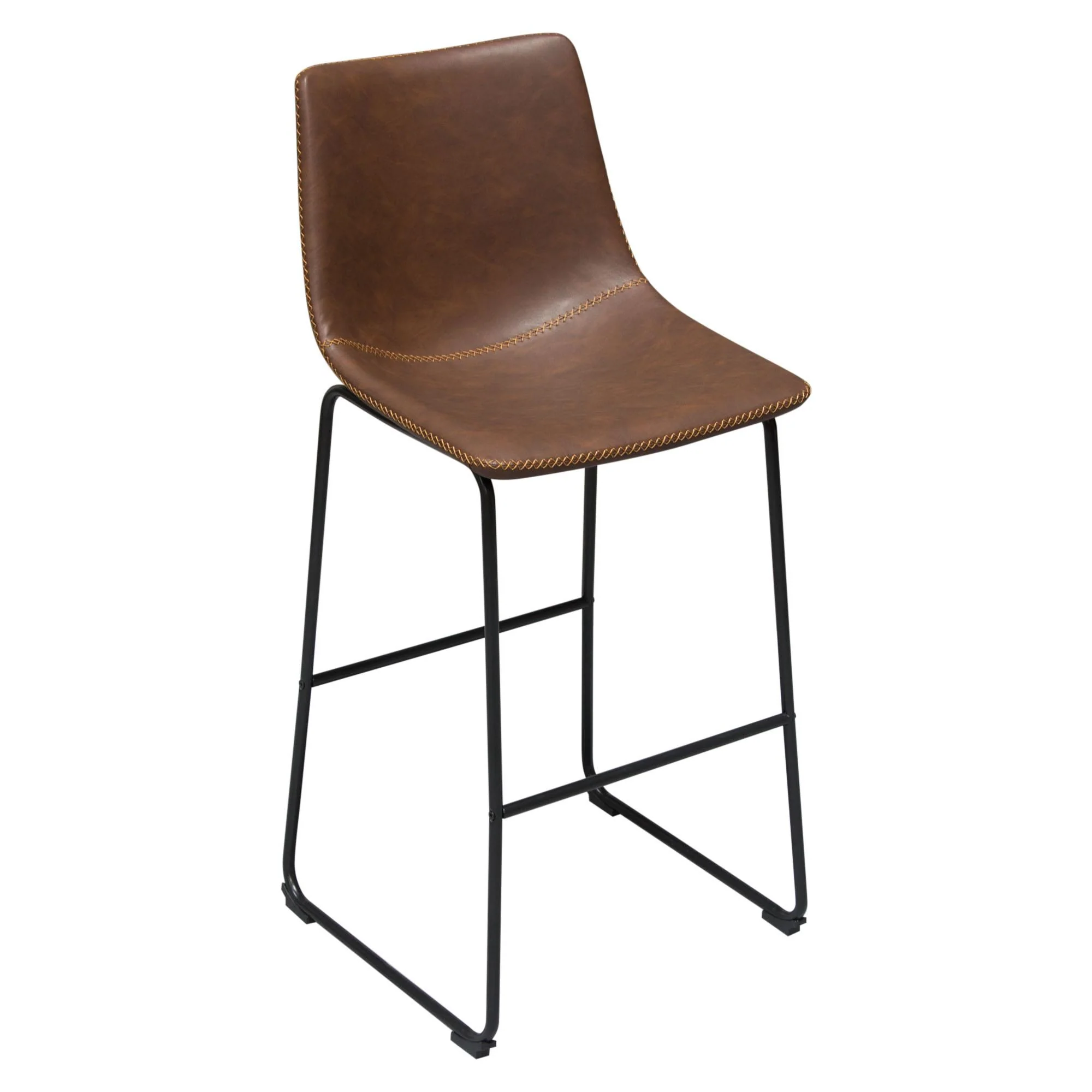 Theo Set of (2) Bar Height Chairs in Chocolate Leatherette w/ Black Metal Base by Diamond Sofa - Image 5
