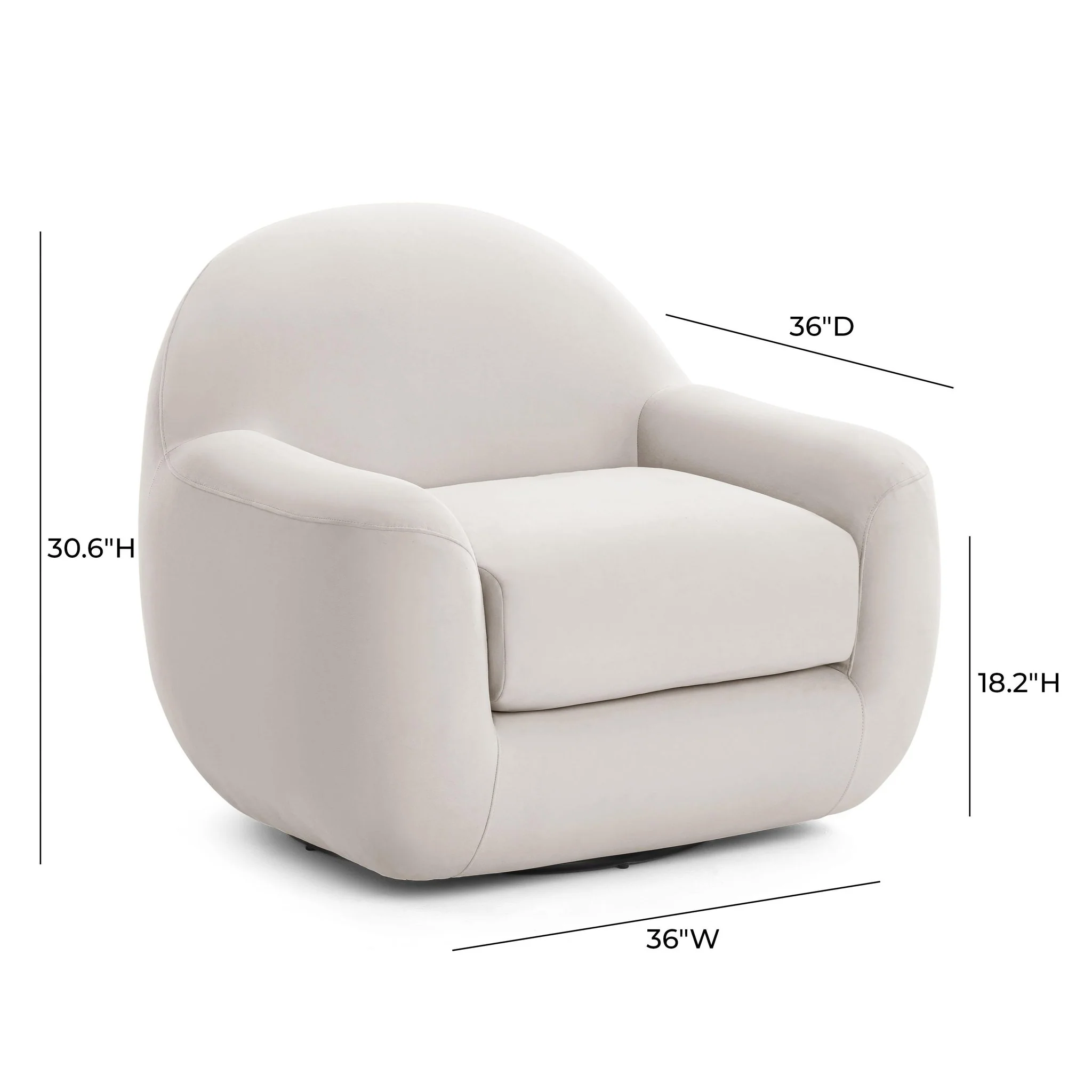 Tiago Cream Velvet Swivel Chair - Image 6