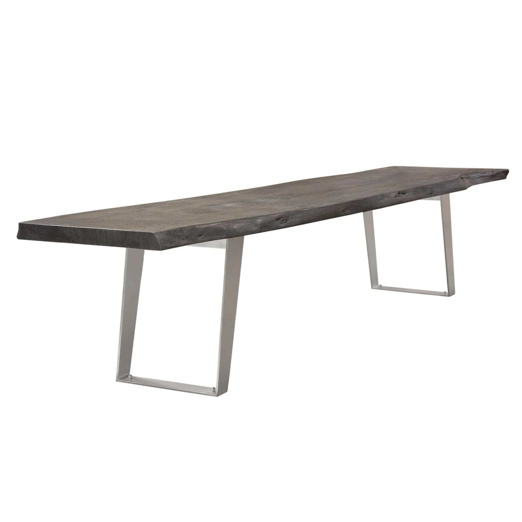 Titan Solid Acacia Wood Accent Bench in Espresso Finish w/ Silver Metal Inlay & Base by Diamond Sofa - Image 3