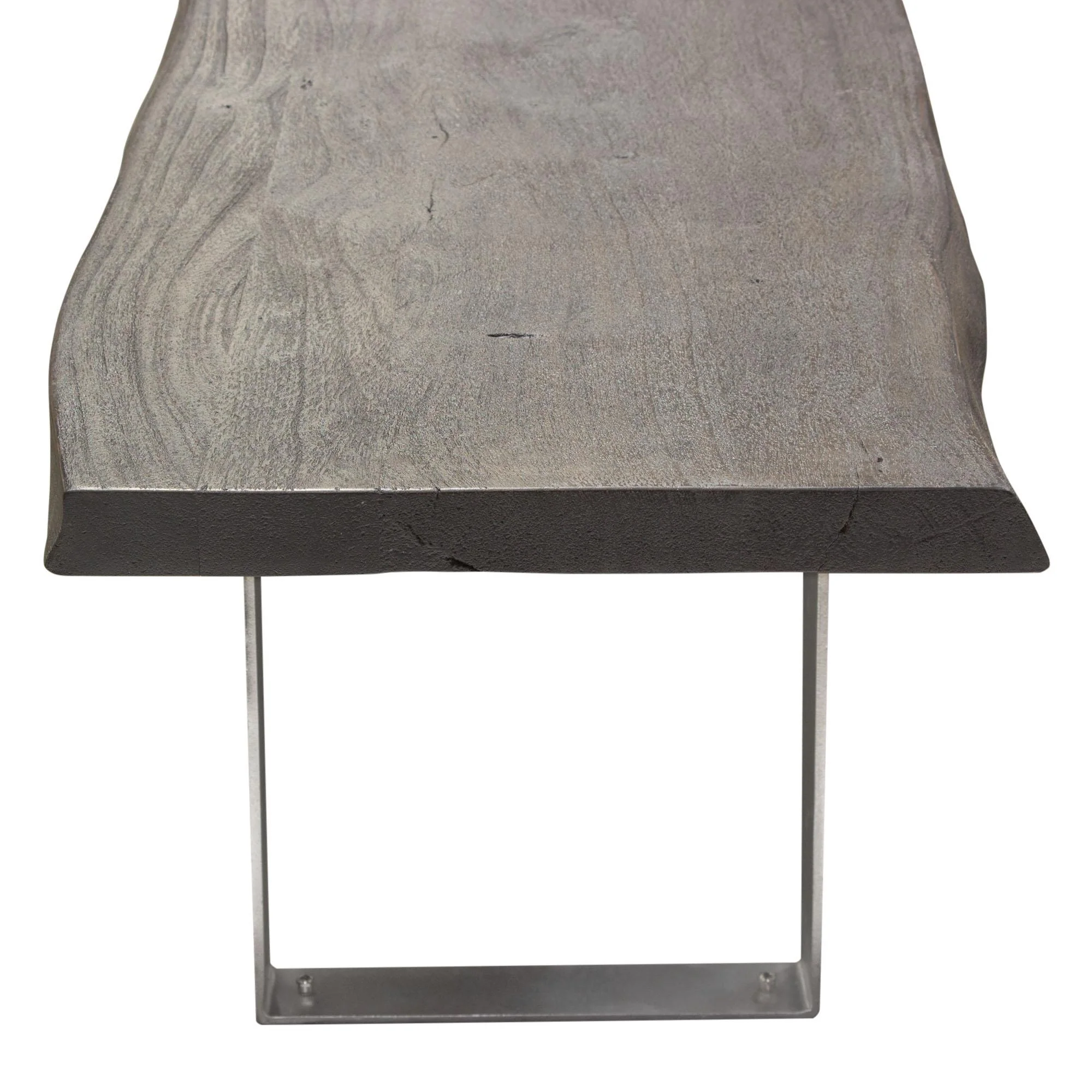 Titan Solid Acacia Wood Accent Bench in Espresso Finish w/ Silver Metal Inlay & Base by Diamond Sofa - Image 7
