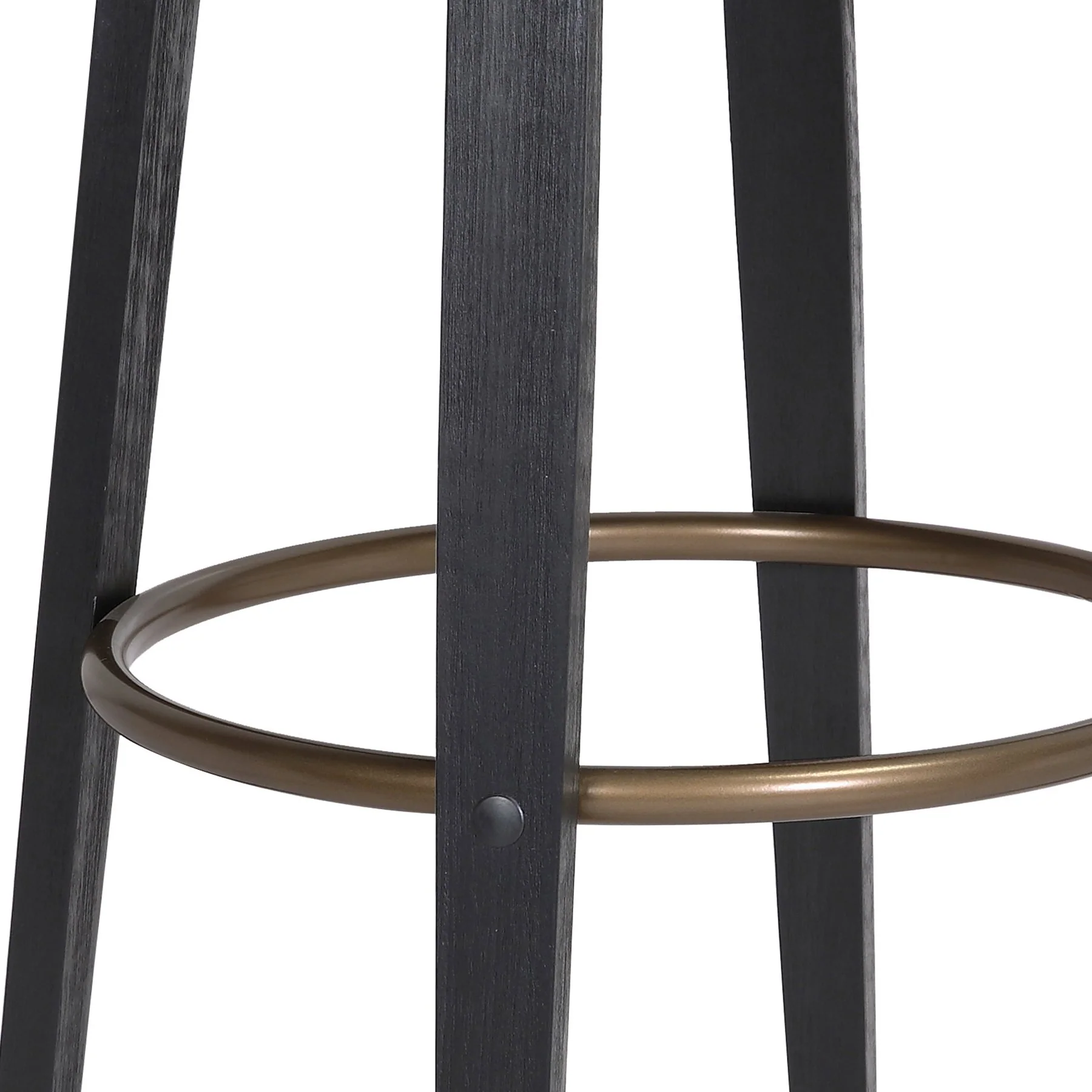 Topanga 26" Swivel Black Wood Counter Stool in Gray Faux Leather with Golden Bronze Metal - Image 8