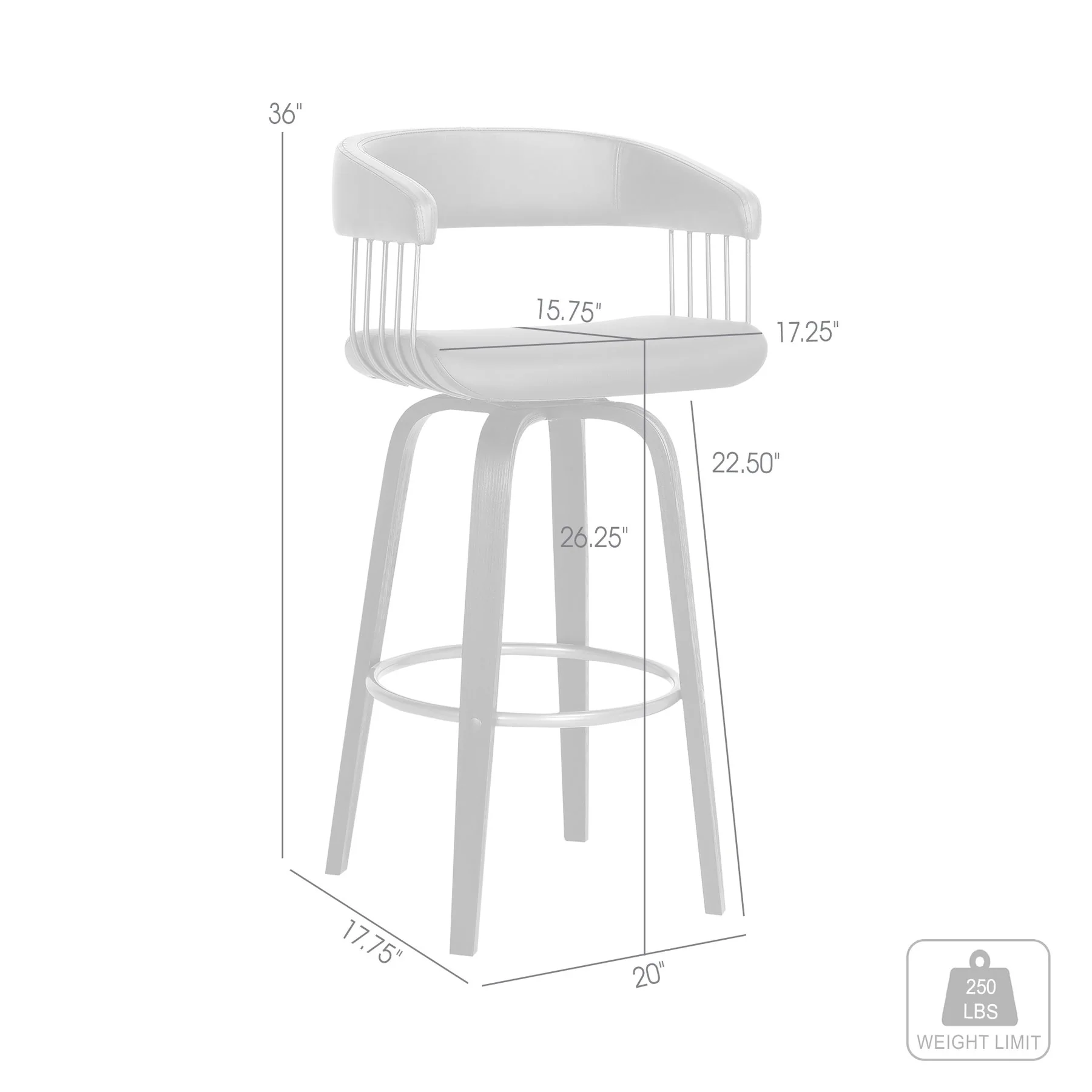 Topanga 26" Swivel Black Wood Counter Stool in Gray Faux Leather with Golden Bronze Metal - Image 9