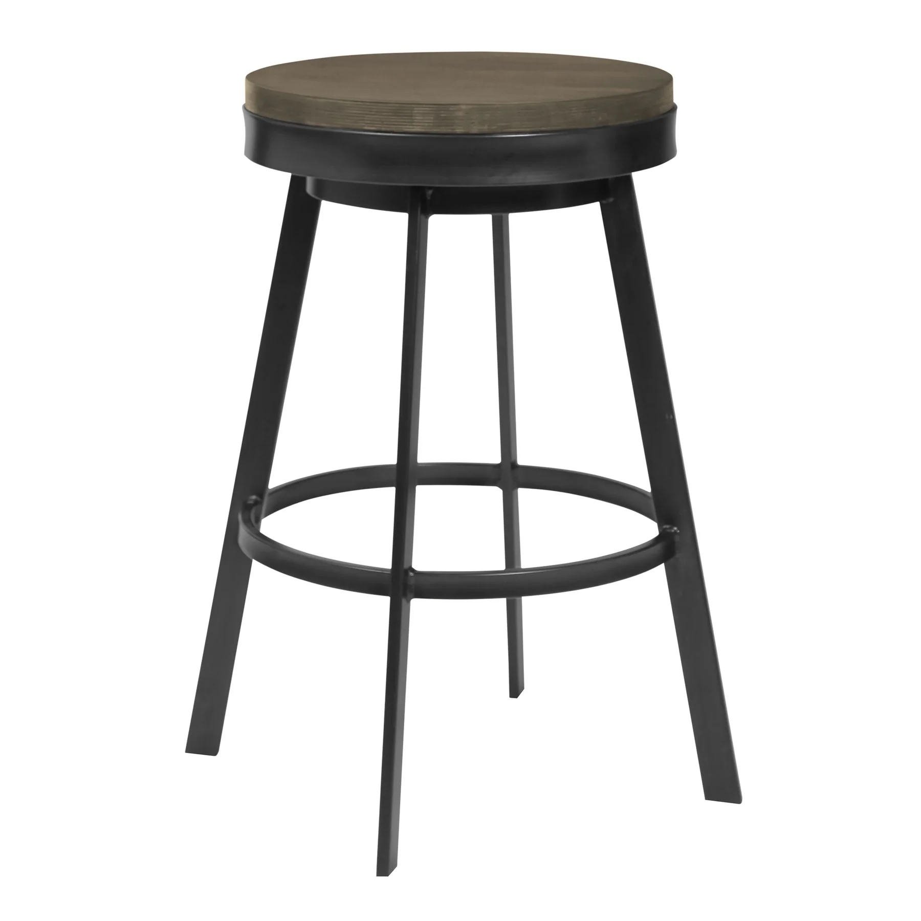 Topeka 26" Counter Height Barstool in Mineral Finish and Gray Walnut Wood Seat