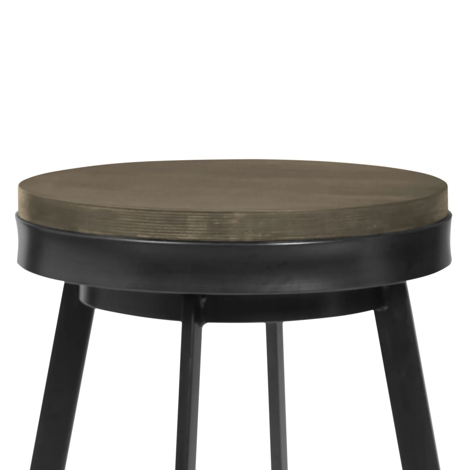 Topeka 26" Counter Height Barstool in Mineral Finish and Gray Walnut Wood Seat - Image 2