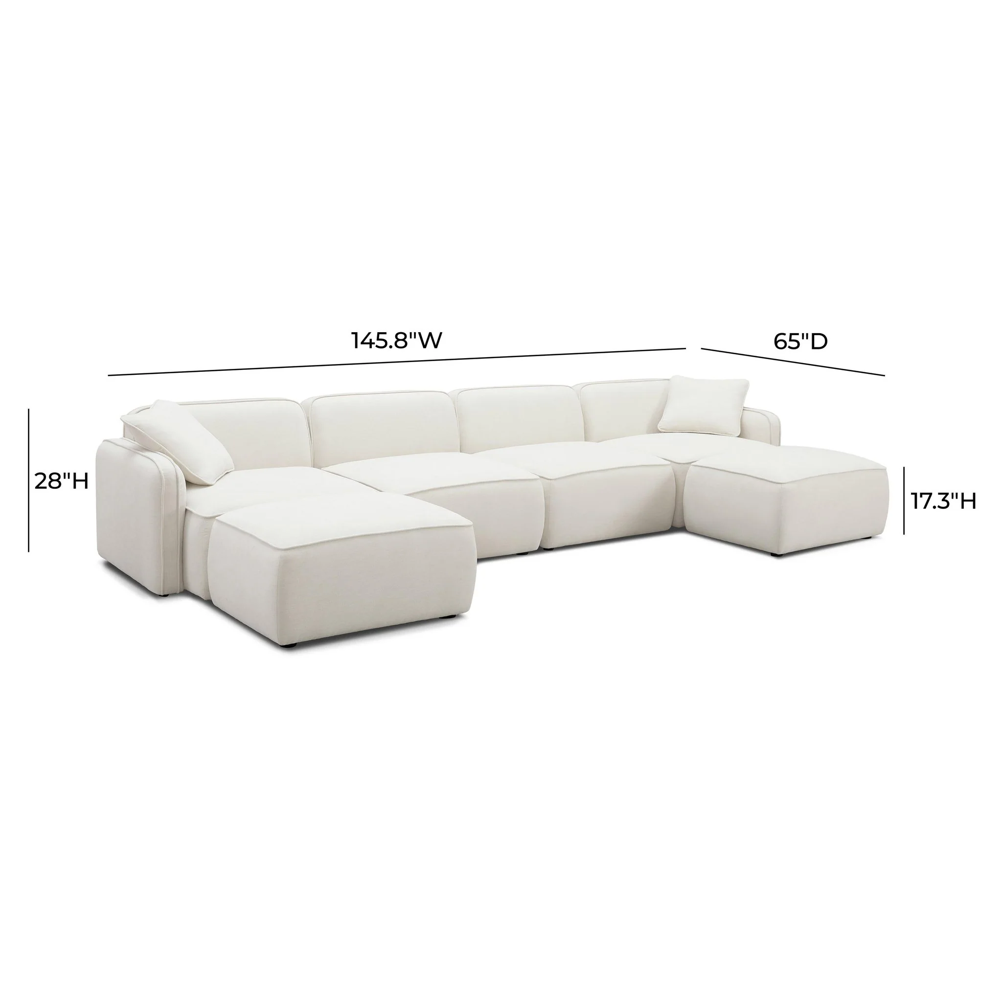 Travie Sand Upcycled Linen 6-Piece Modular U-Sectional - Image 7