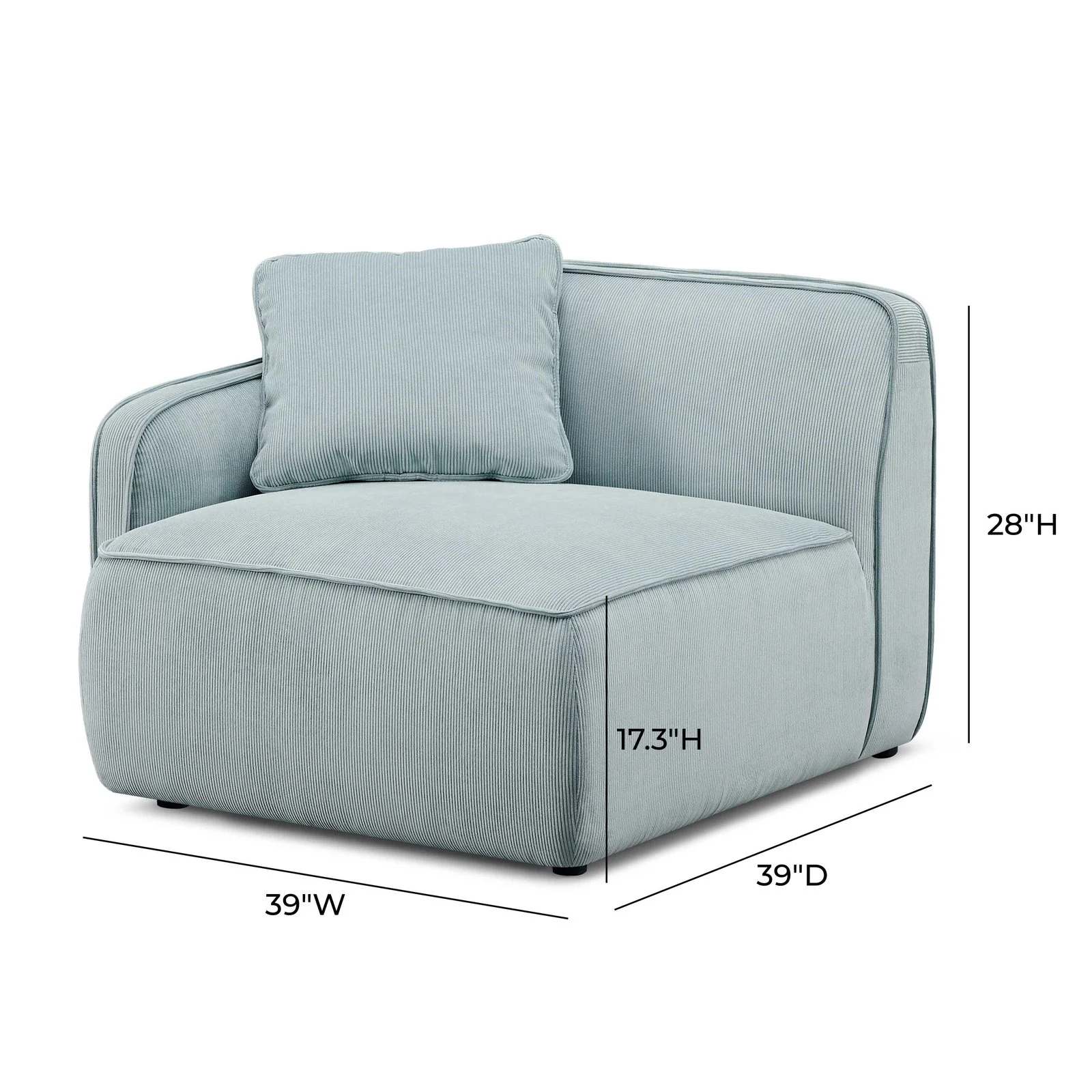 Travie Sea Blue Performance Corduroy Velvet LAF Corner Chair - Image 5