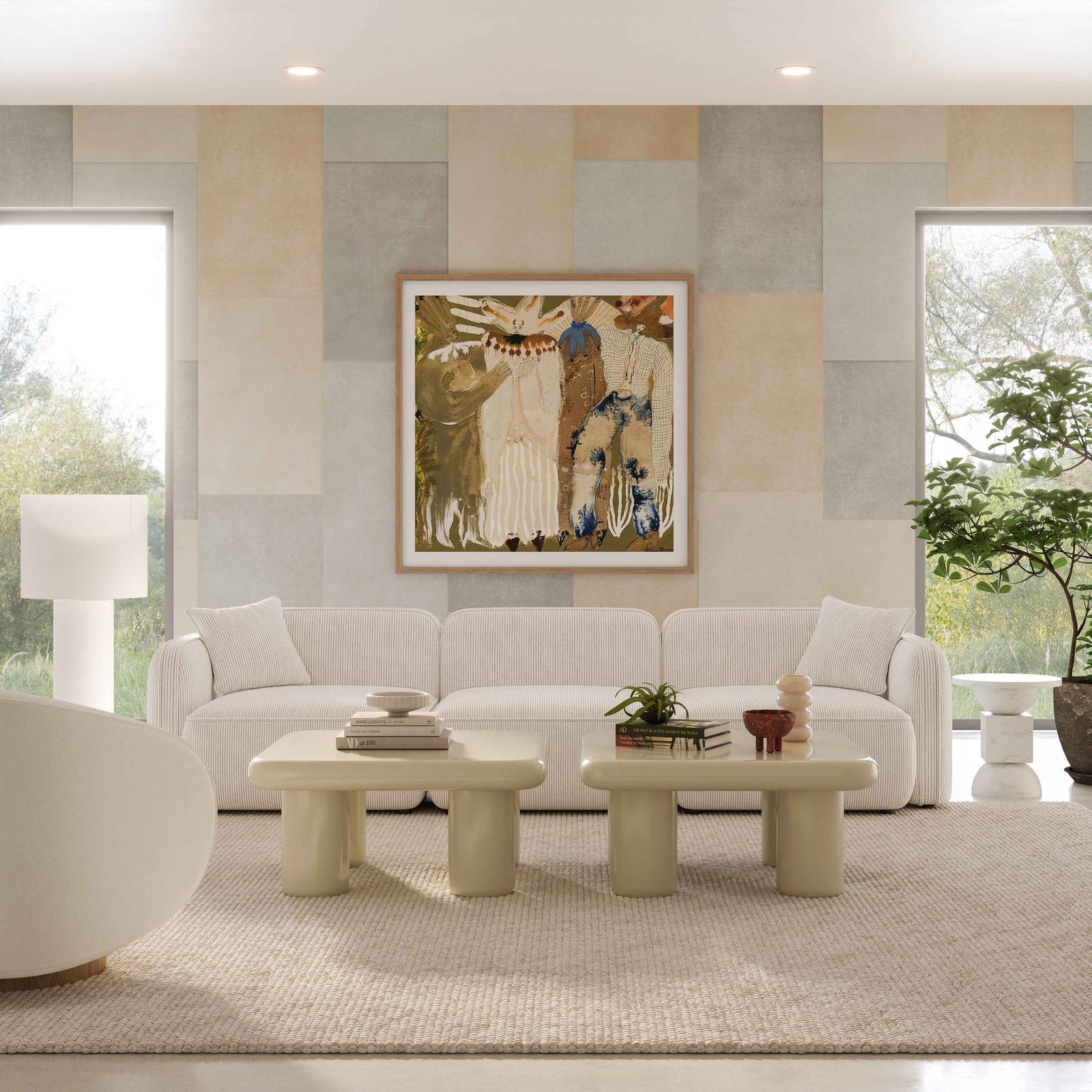 Travie White Sand Performance Corduroy Velvet Modular Sofa - Image 2