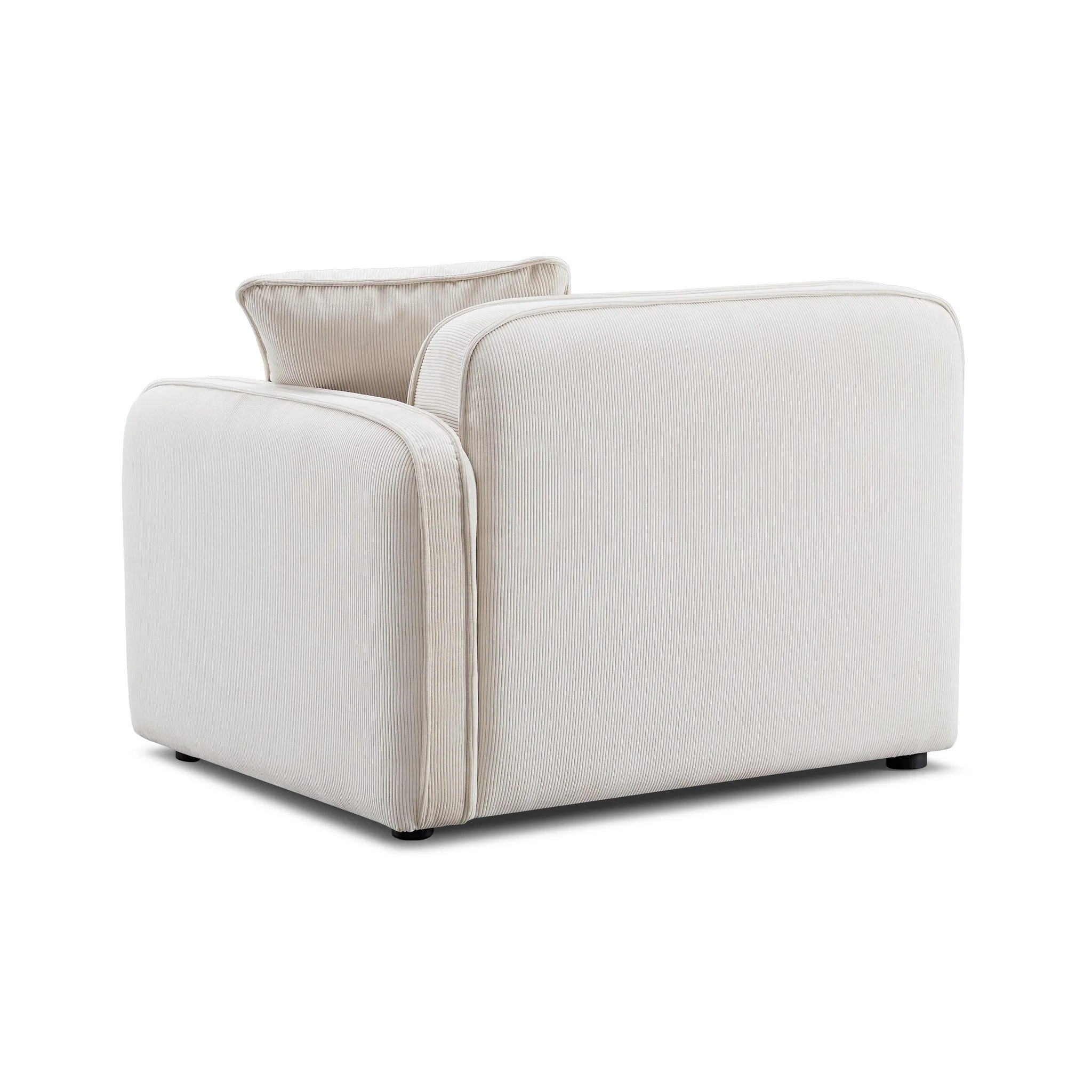 Travie White Sand Performance Corduroy Velvet RAF Corner Chair - Image 3