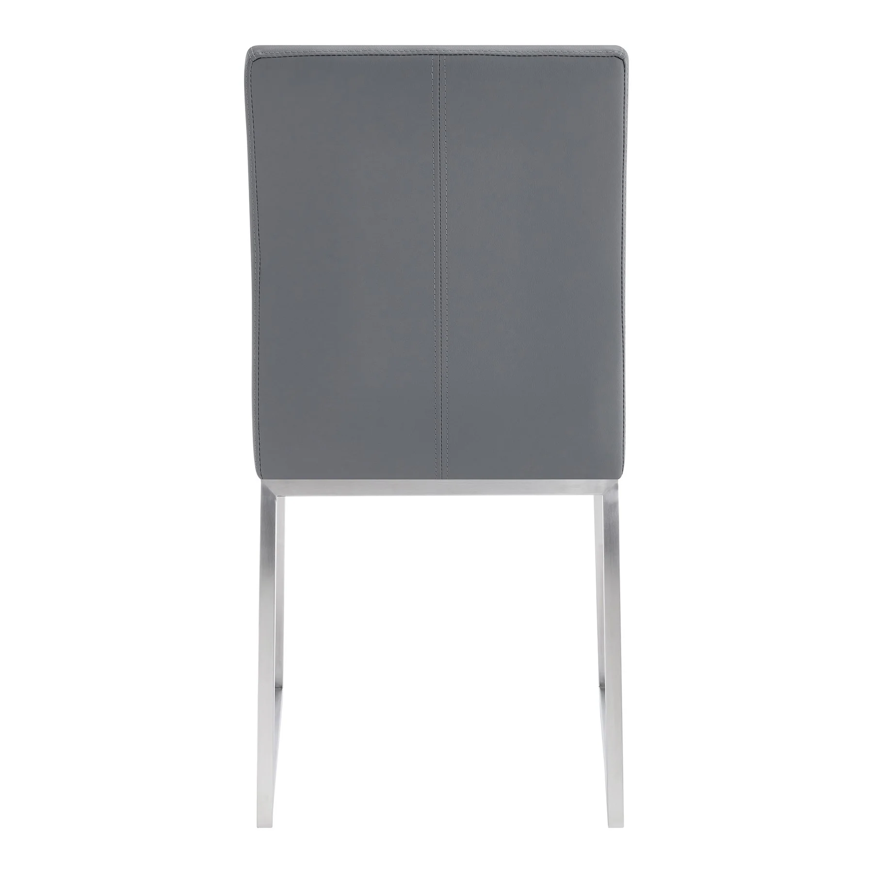 Trevor Contemporary Dining Chair in Brushed Stainless Steel and Gray Faux Leather - Set of 2 - Image 5