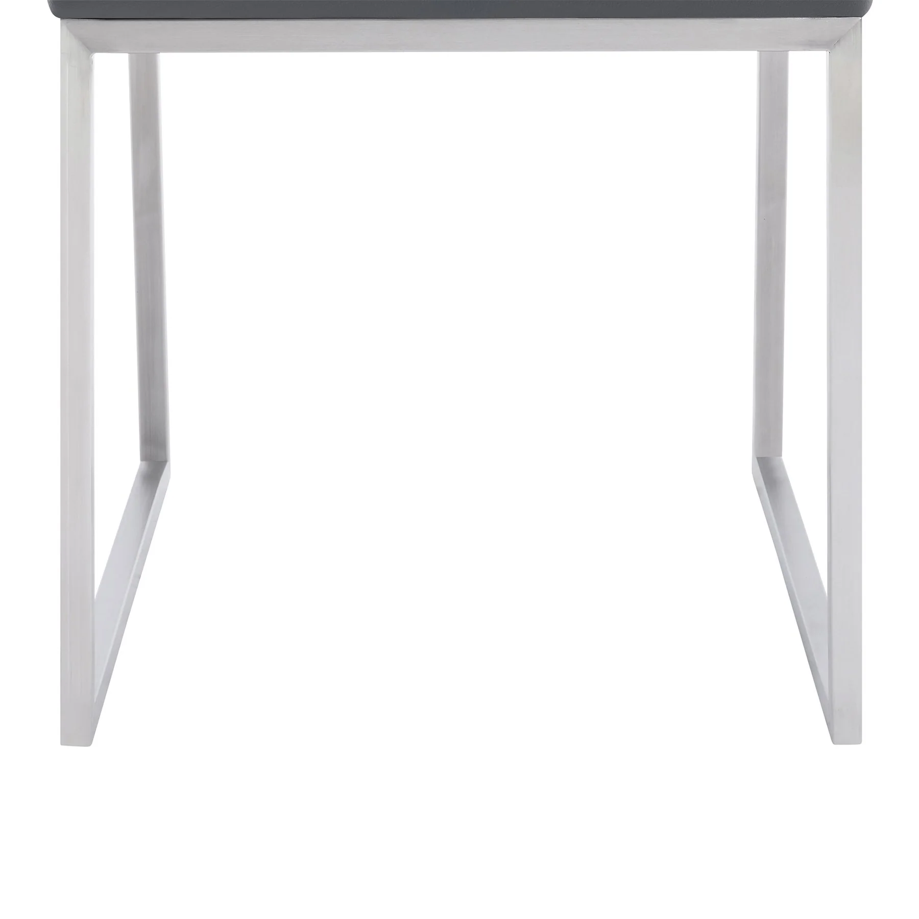 Trevor Contemporary Dining Chair in Brushed Stainless Steel and Gray Faux Leather - Set of 2 - Image 7