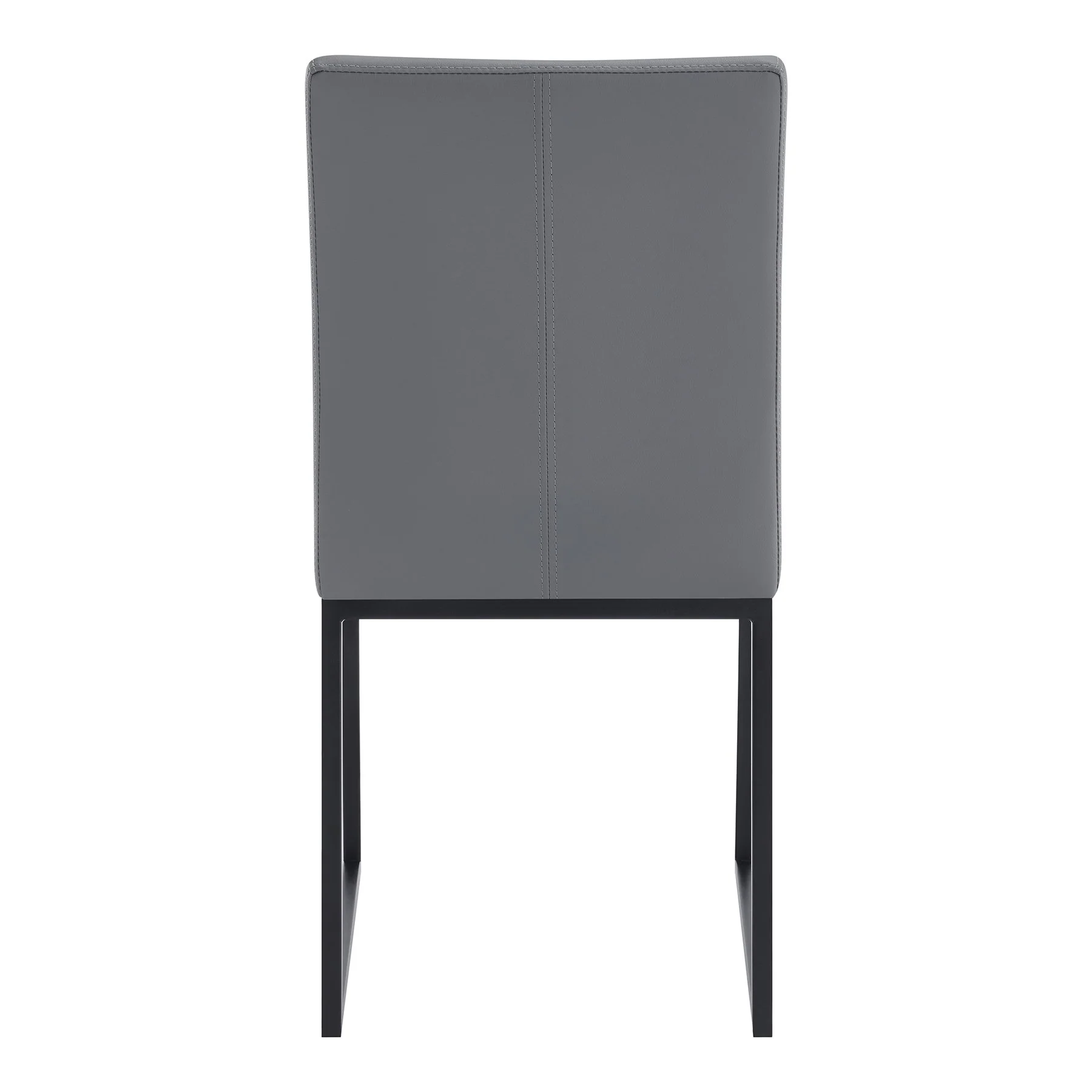 Trevor Contemporary Dining Chair in Matte Black Finish and Gray Faux Leather - Set of 2 - Image 5
