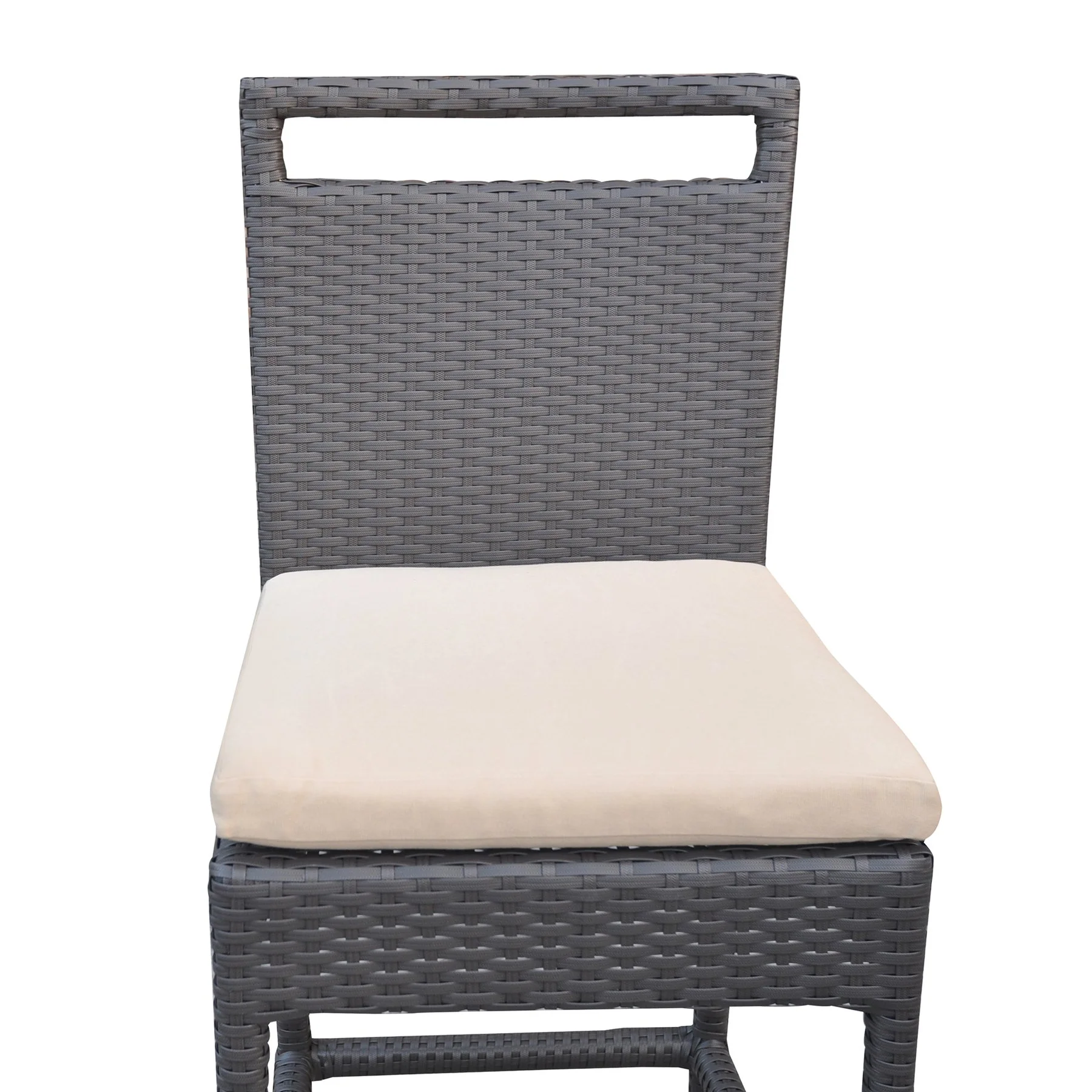 Tropez Outdoor Patio Wicker Barstool with Water Resistant Beige Fabric Cushions - Image 5