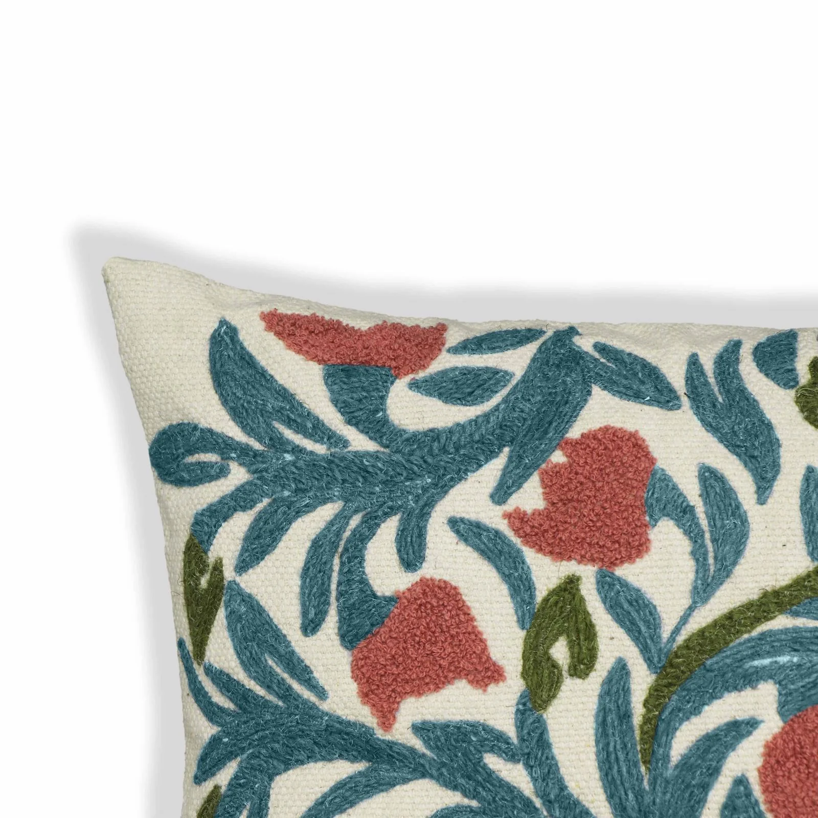 Tulip Embroidered Floral Wool 20 inch Square Accent Cushion - Image 7