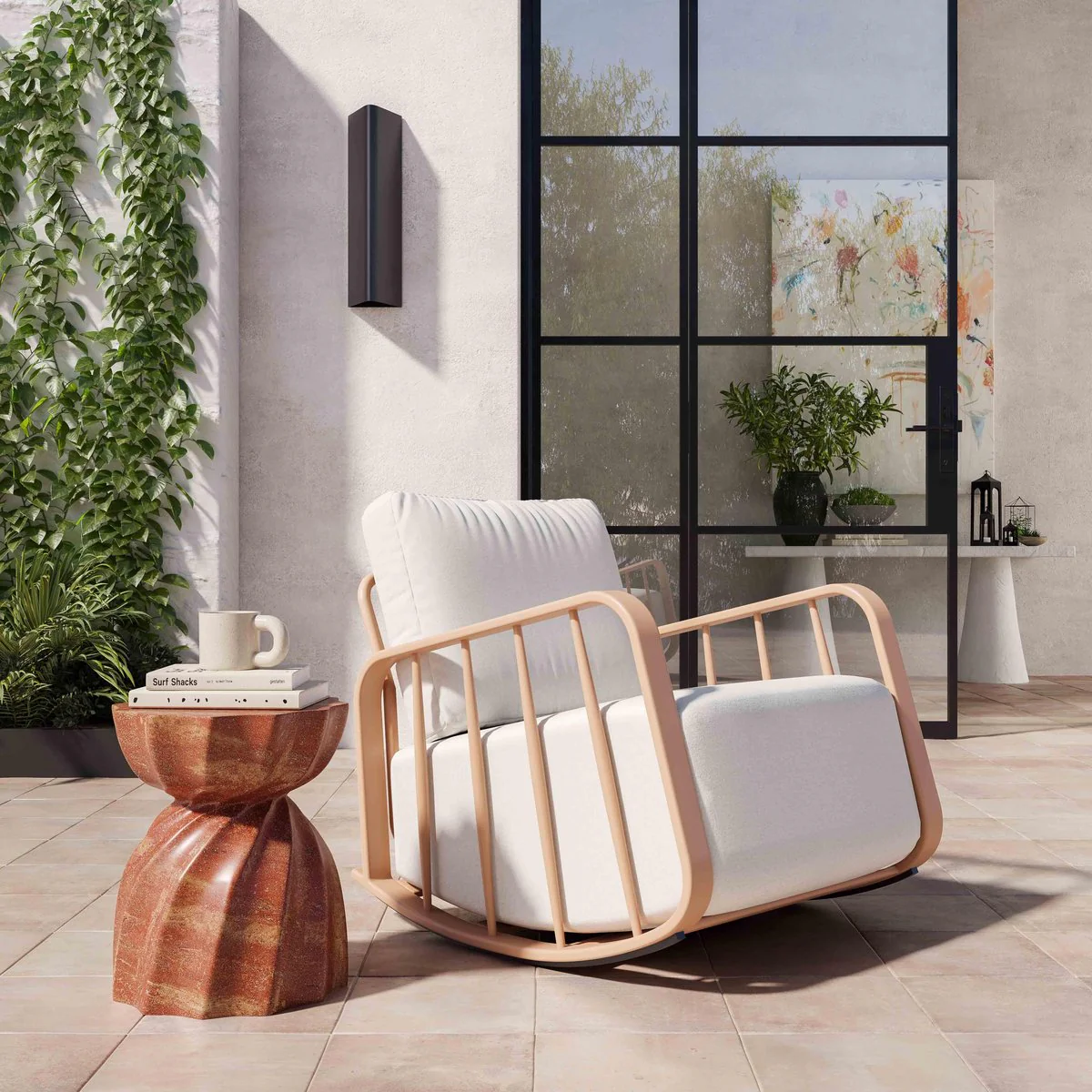 Turin Faux Red Sandstone Indoor / Outdoor Concrete Stool - Image 7