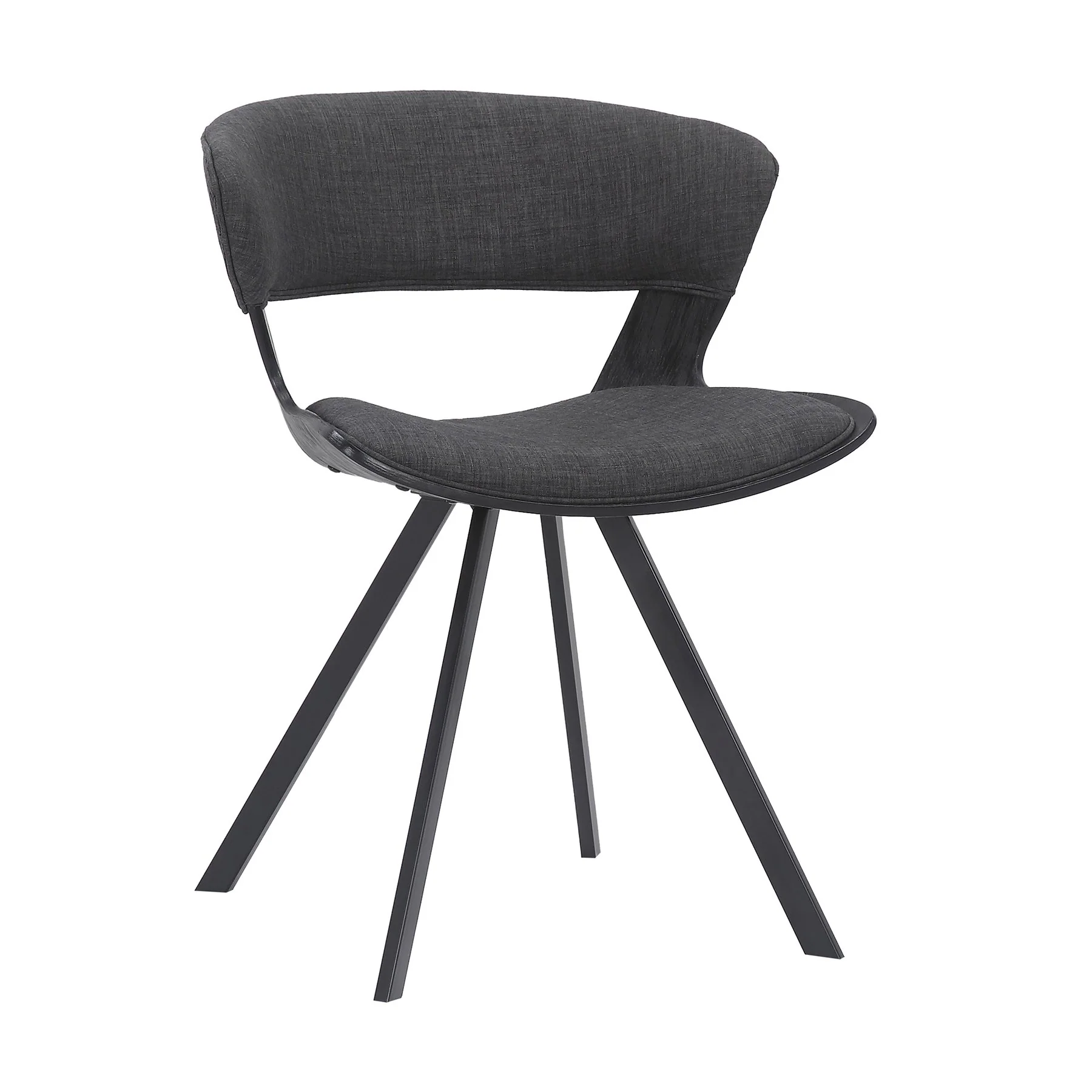 Ulric Black Wood and Metal Modern Dining Room Accent Chair in Charcoal Gray