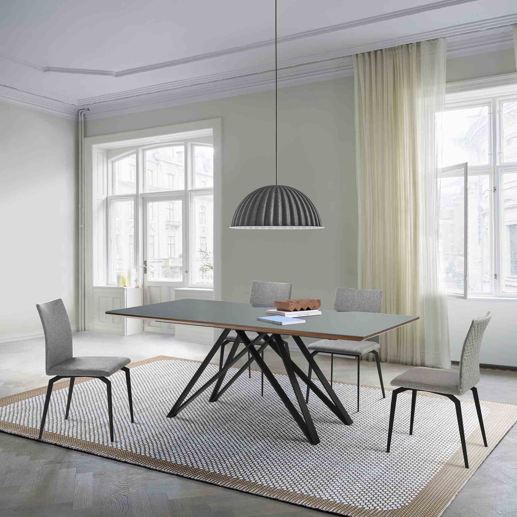Urbino Lyon 5 Piece Dining Set with Gray Fabric Chairs - Image 9