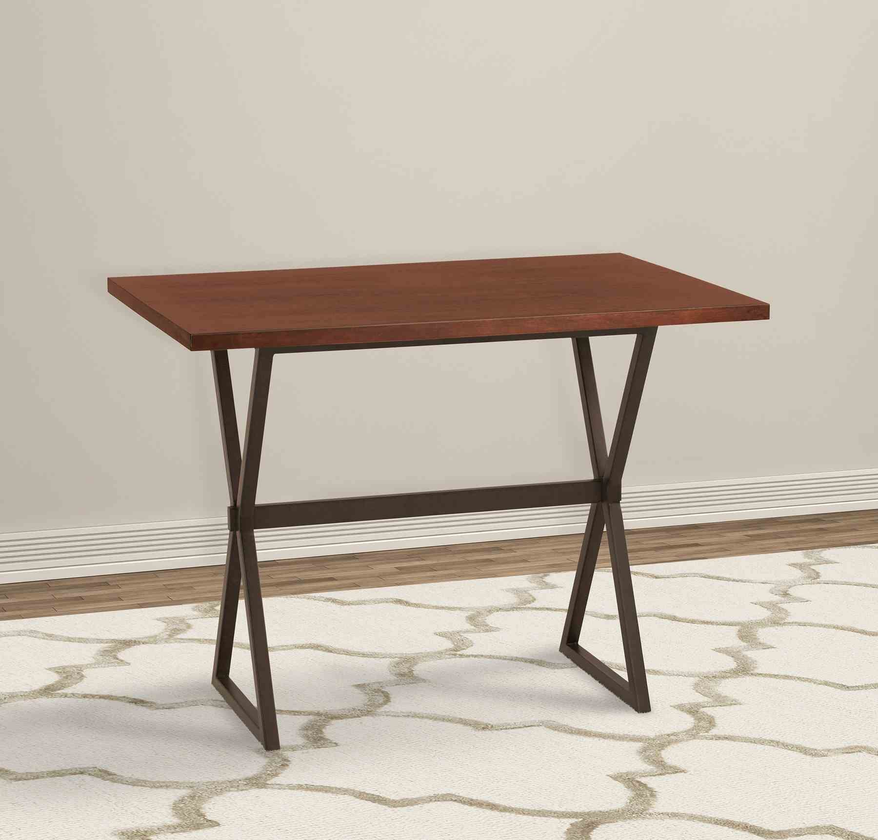 Valencia Contemporary Rectangular Bar Table in Auburn Bay Finish with Sedona Wood Top - Image 4