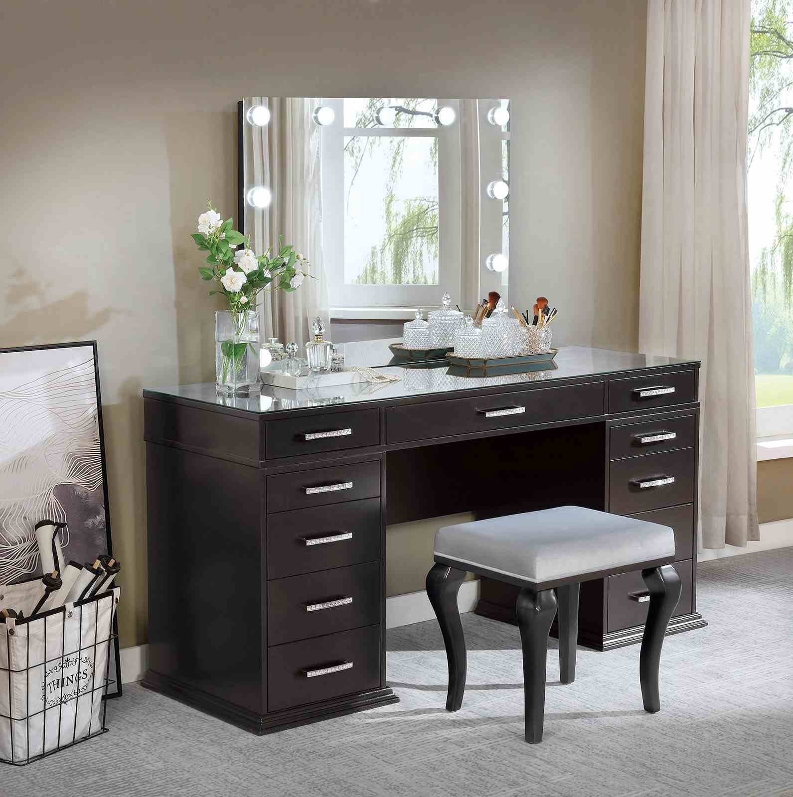 Valentina Vanity w/ Stool, Gray