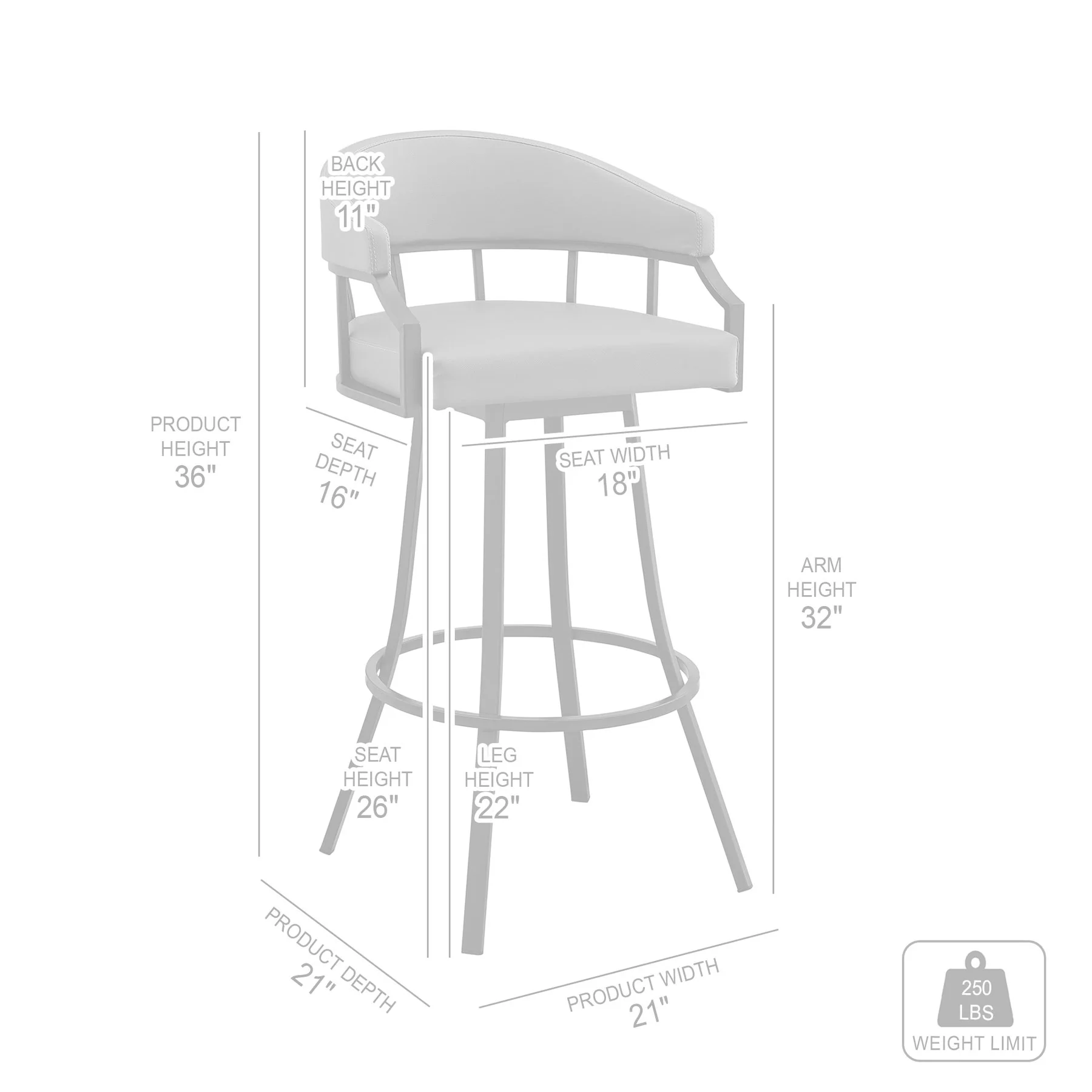 Valerie 26" Swivel Brown Faux Leather and Java Brown Metal Bar Stool - Image 9