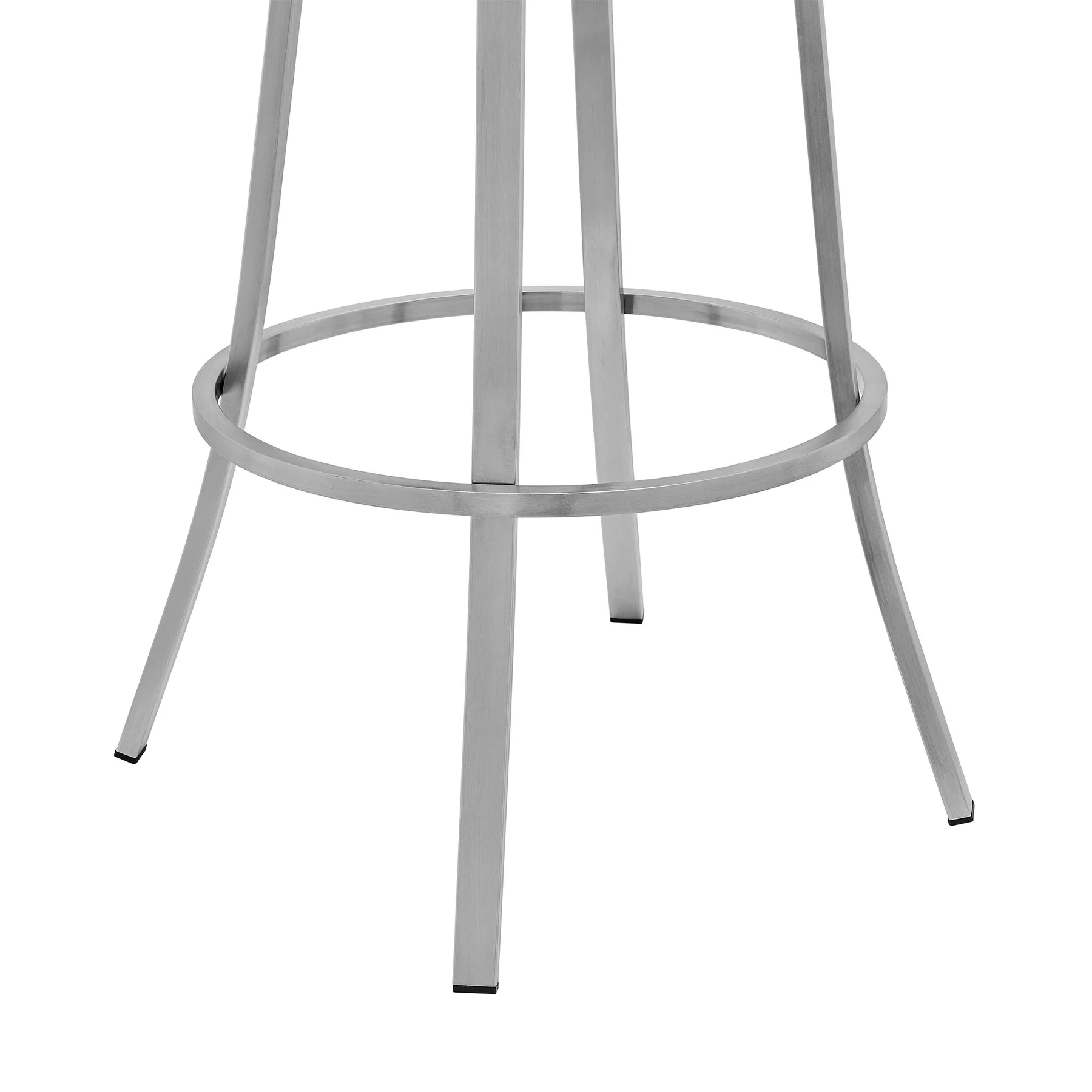 Valerie 30" Bar Height Swivel Modern Black Faux Leather Bar and Counter Stool in Brushed Stainless Steel Finish - Image 6