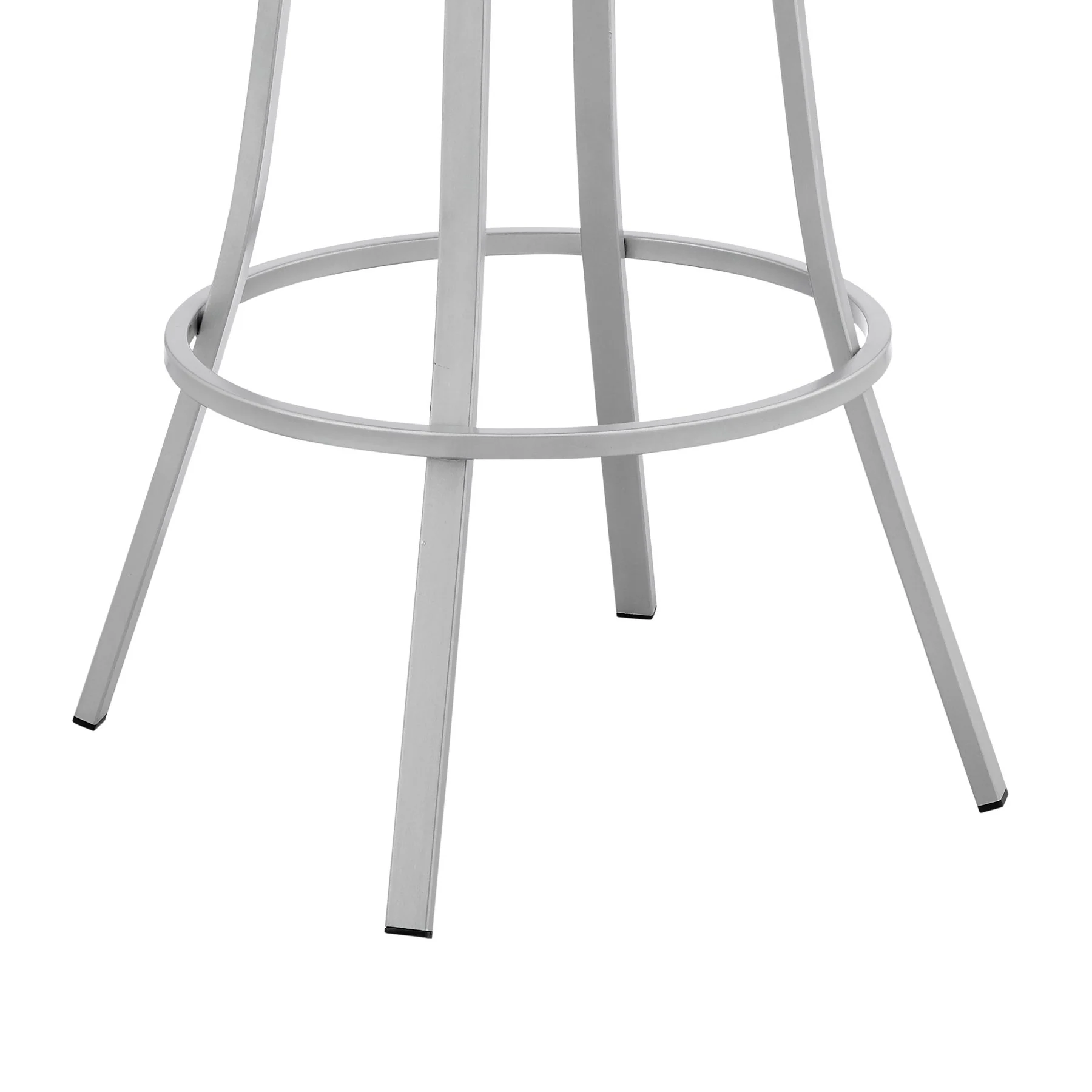 Valerie 30" Swivel White Faux Leather and Silver Metal Bar Stool - Image 8