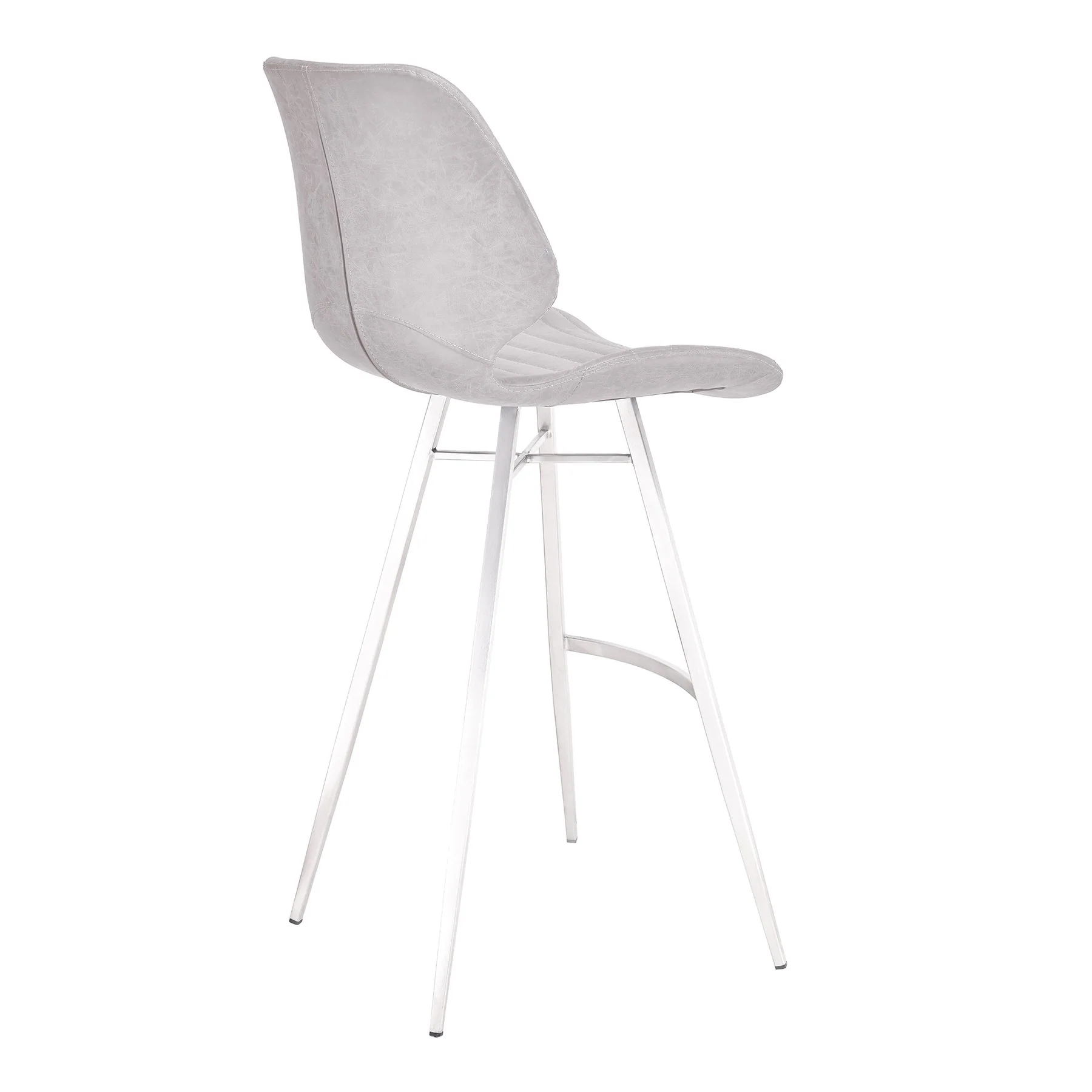 Valor 26" Counter Height Barstool in Brushed Stainless Steel with Light Vintage Gray Faux Leather - Image 3