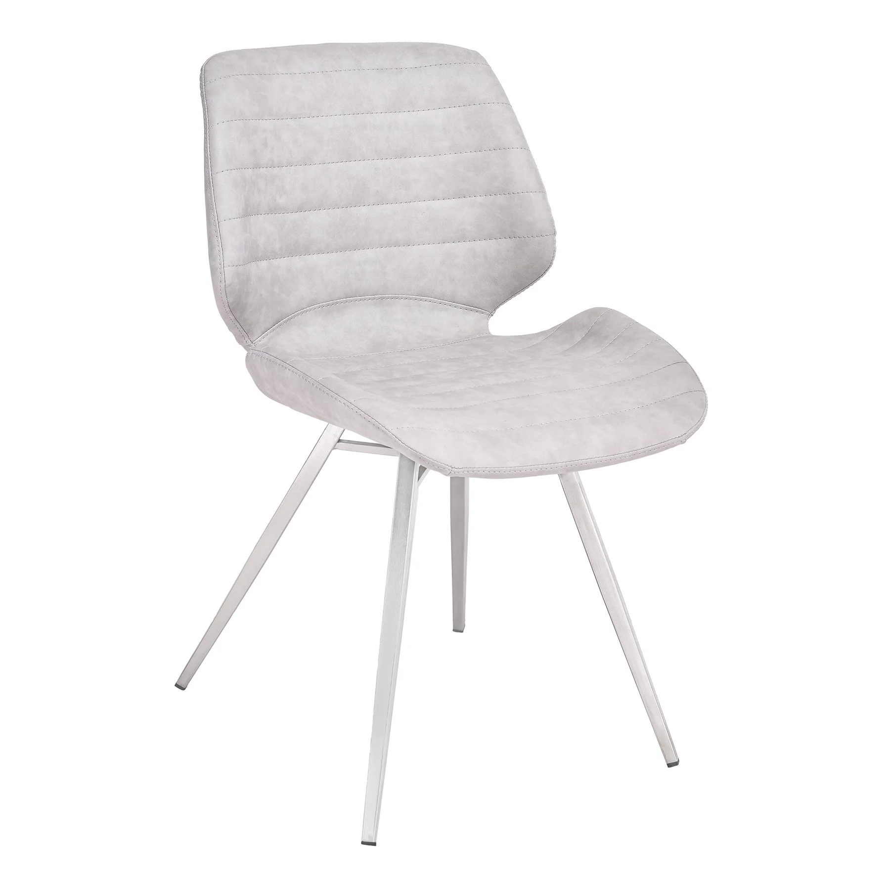 Valor Contemporary Dining Chair in Brushed Stainless Steel with Vintage Gray Faux Leather - Set of 2