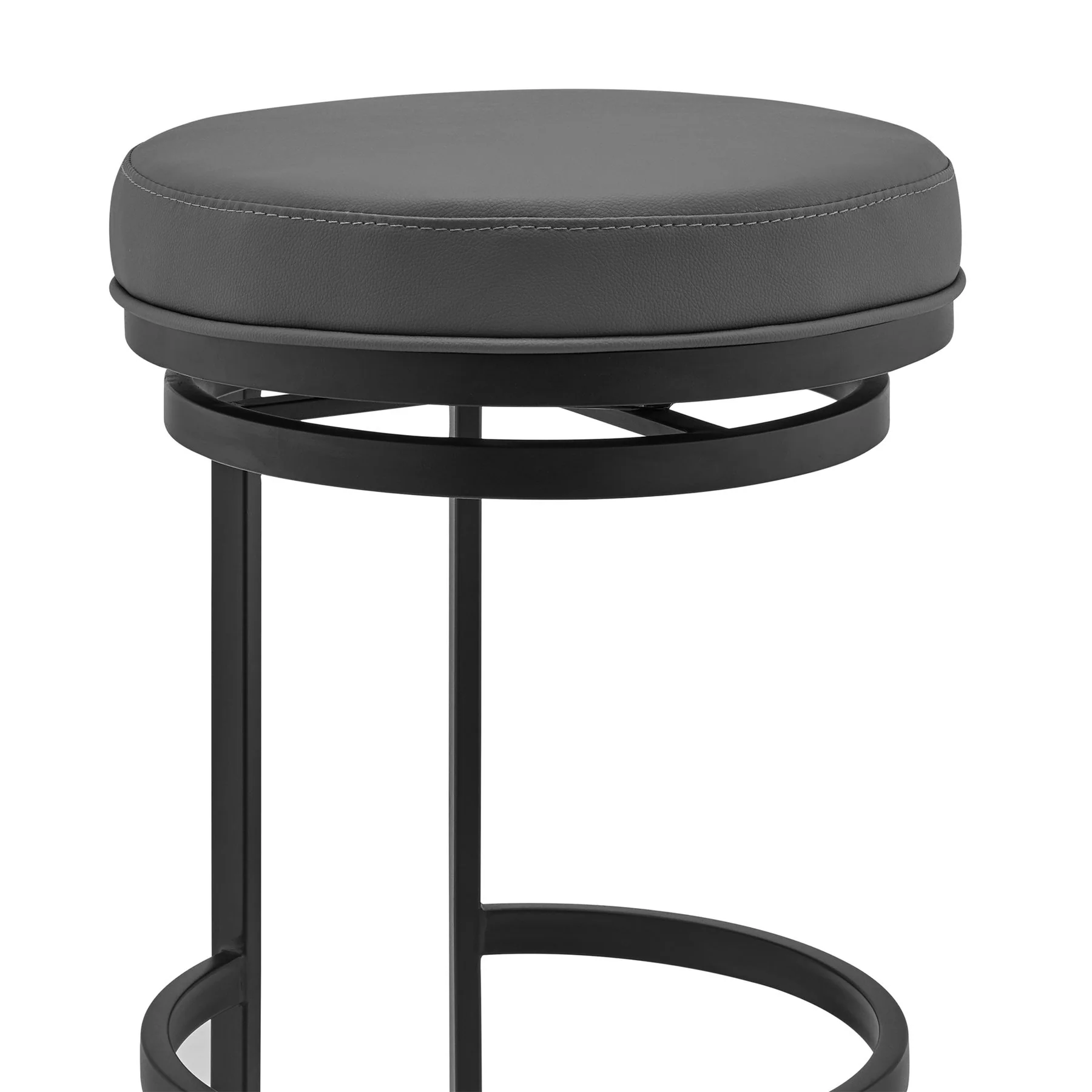 Vander 26" Gray Faux Leather and Black Metal Swivel Bar Stool - Image 4