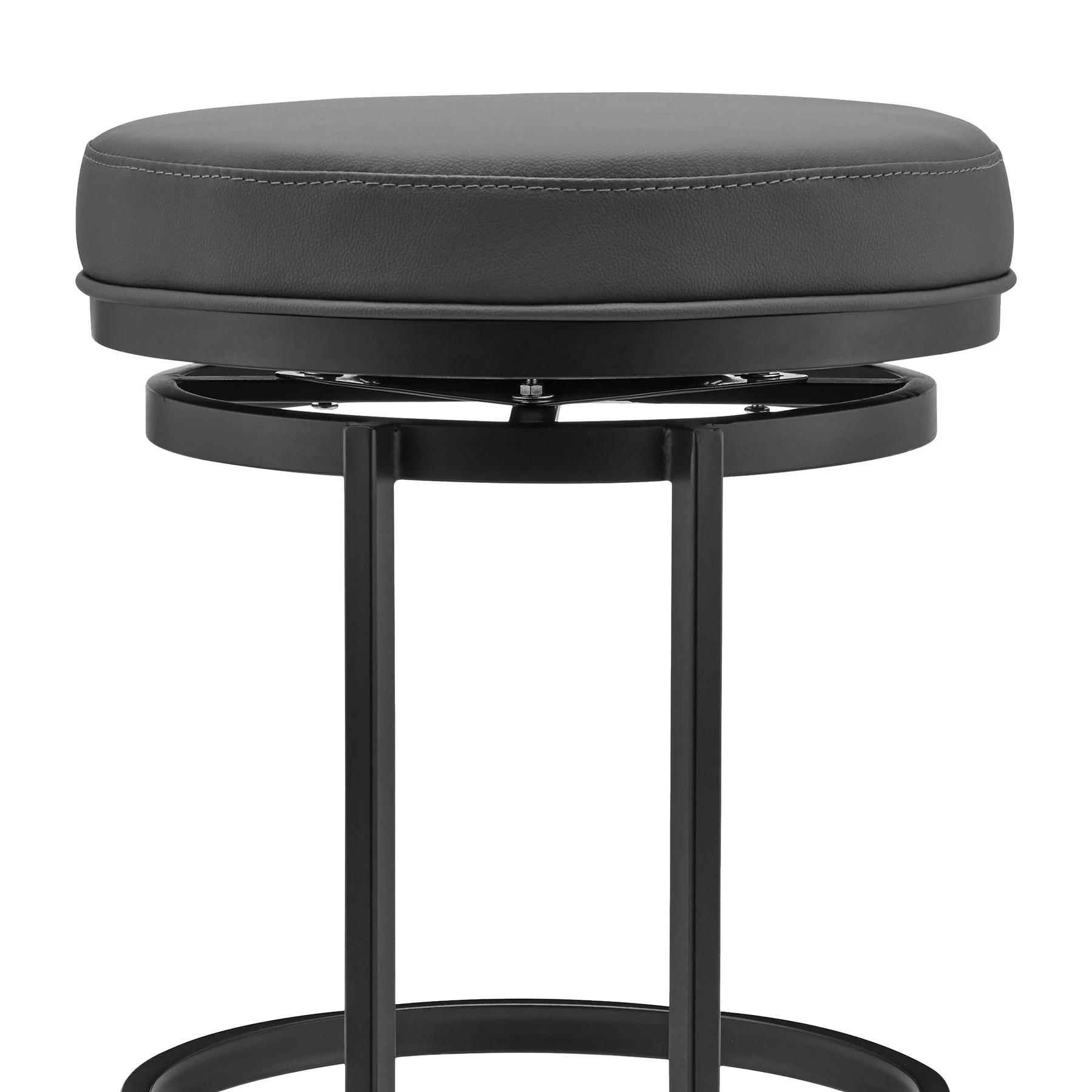 Vander 30" Gray Faux Leather and Black Metal Swivel Bar Stool - Image 5