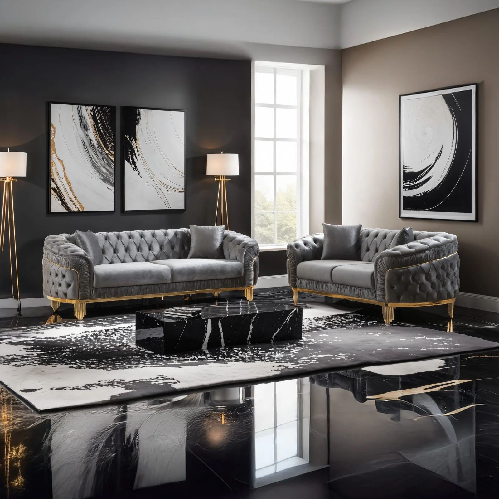 Vanessa 2PC Living Room Set Gray