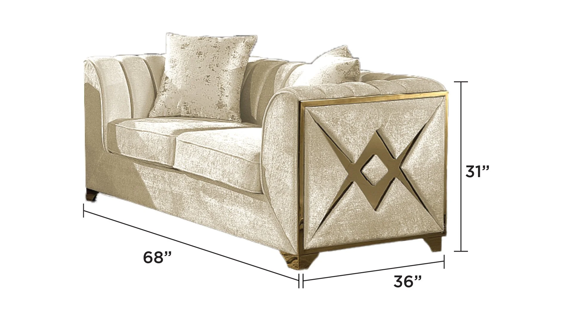 Velencia 3 Pc Living Room set Cream - Image 6