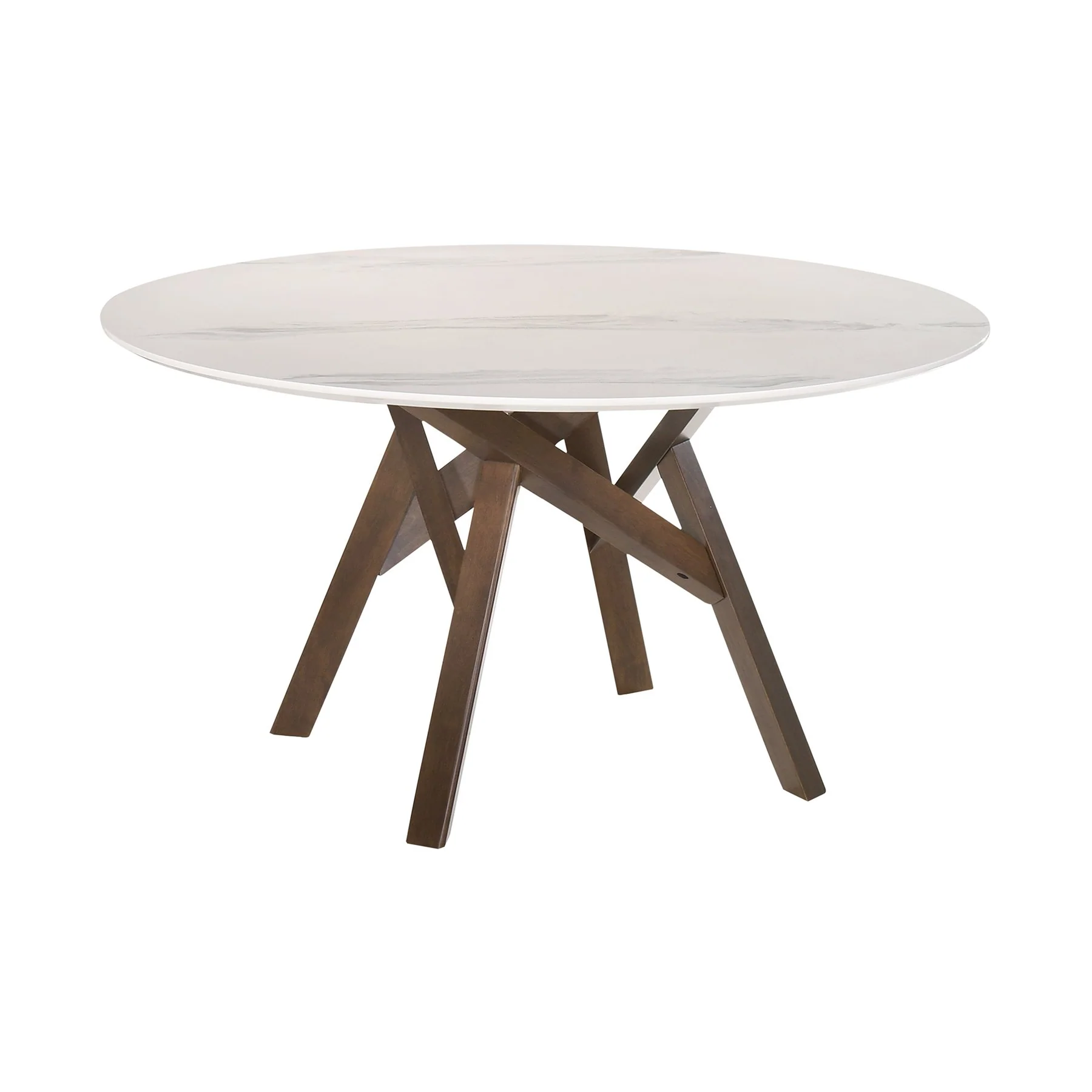 Venus and Jackie 5 Piece Walnut and Marble Round Dining Set - Image 5