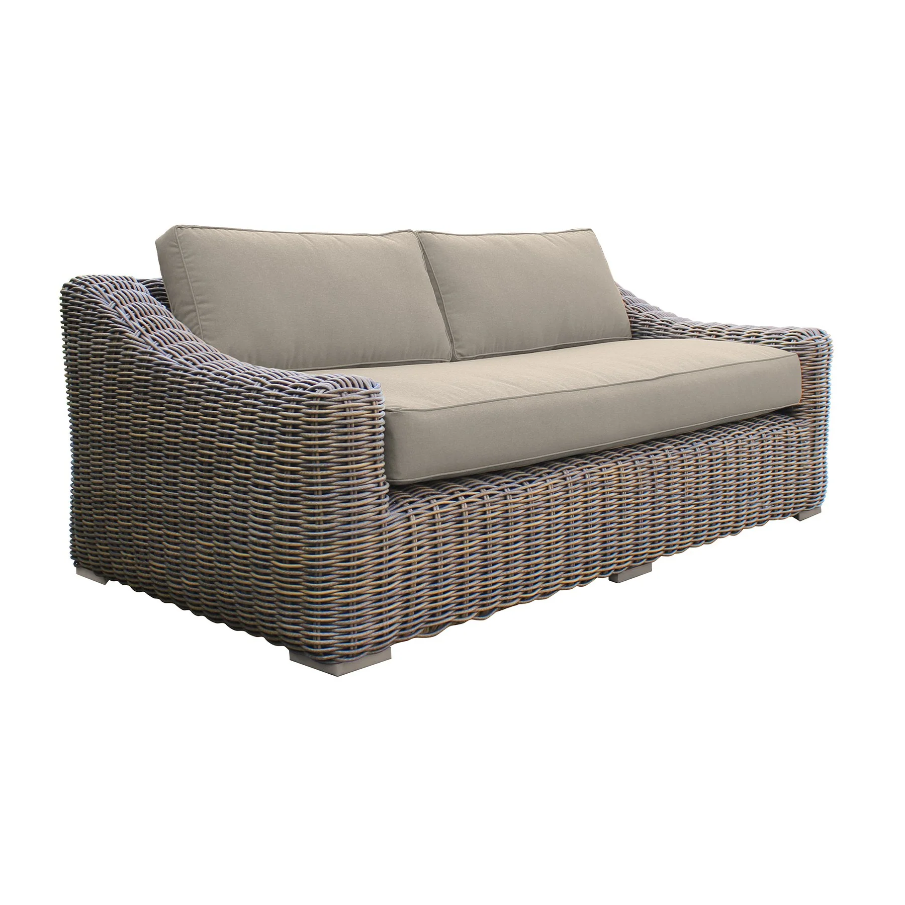 Verano 4 Piece Outdoor Patio Furniture Set in Wicker and Acacia Wood with Taupe Cushions - Image 2