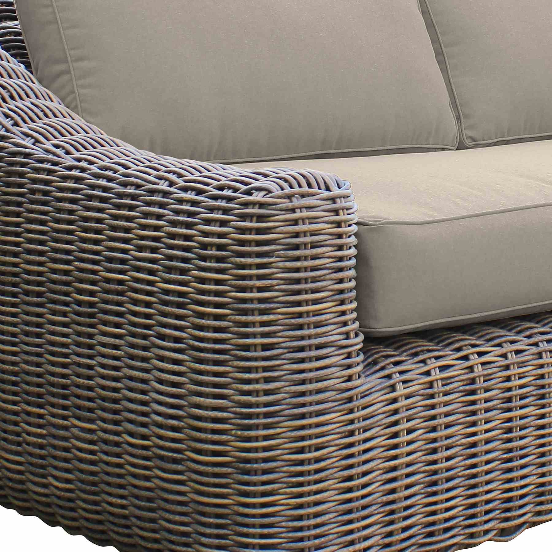 Verano Wicker and Acacia Outdoor Sofa in Taupe and Brown - Image 4