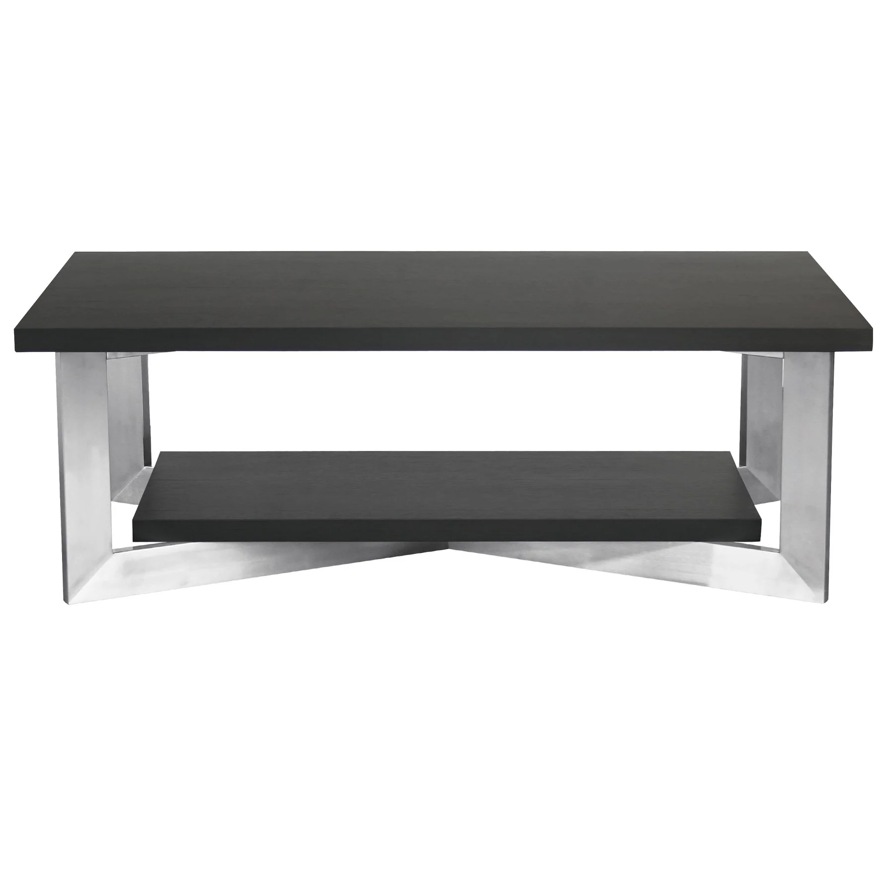 Vermont Contemporary Coffee Table in Brushed Stainless Steel Finish and Gray Top - Image 2