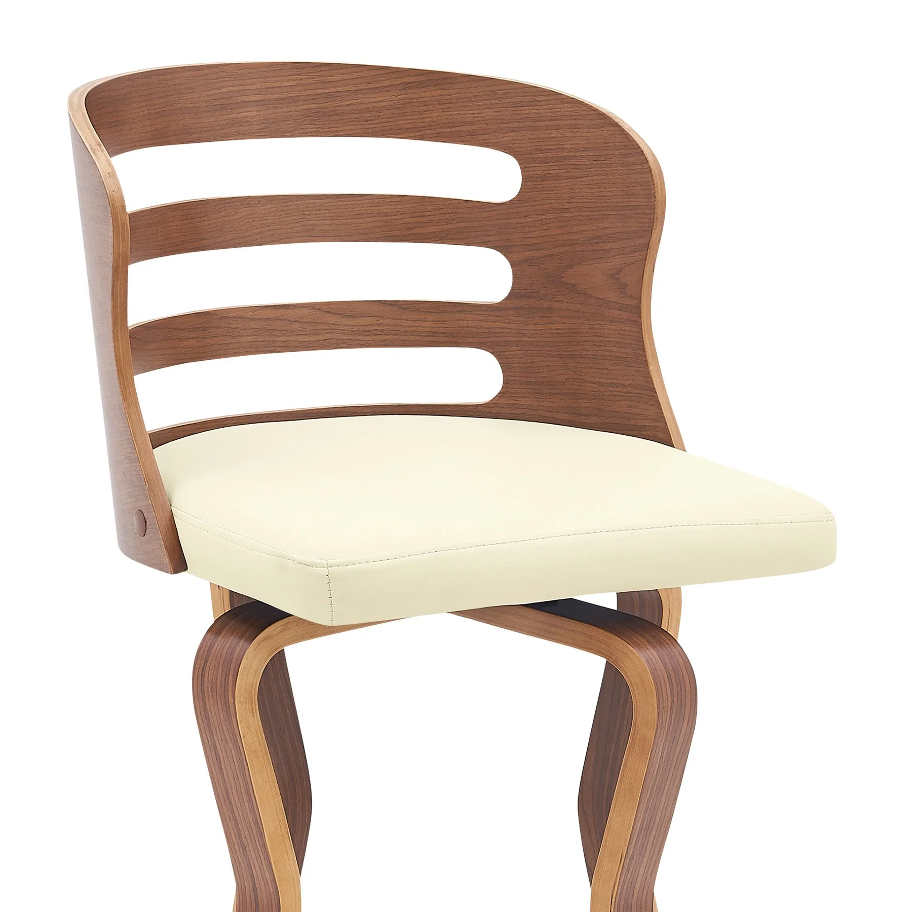 Verne 26" Swivel Cream Faux Leather and Walnut Wood Bar Stool - Image 6