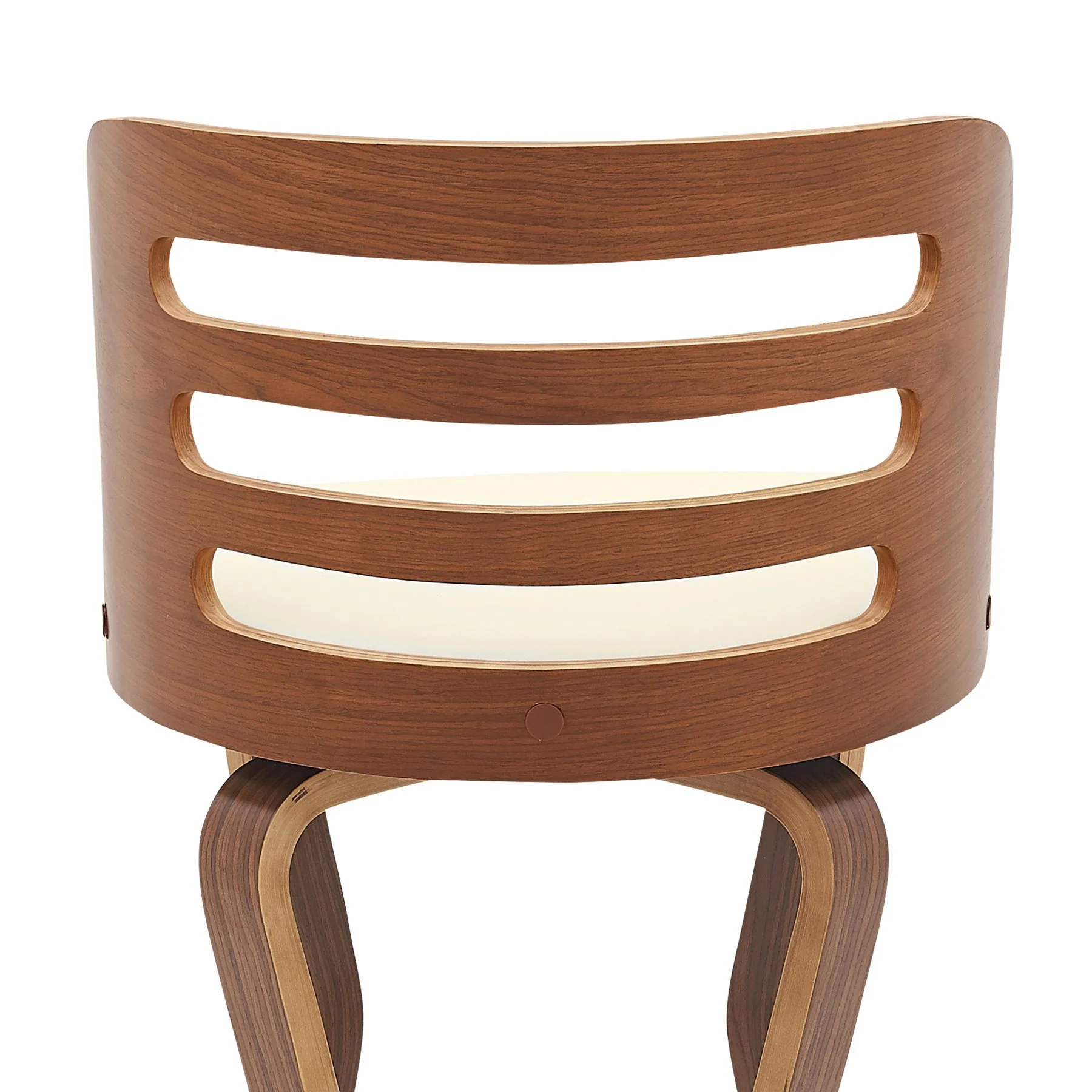 Verne 26" Swivel Cream Faux Leather and Walnut Wood Bar Stool - Image 7
