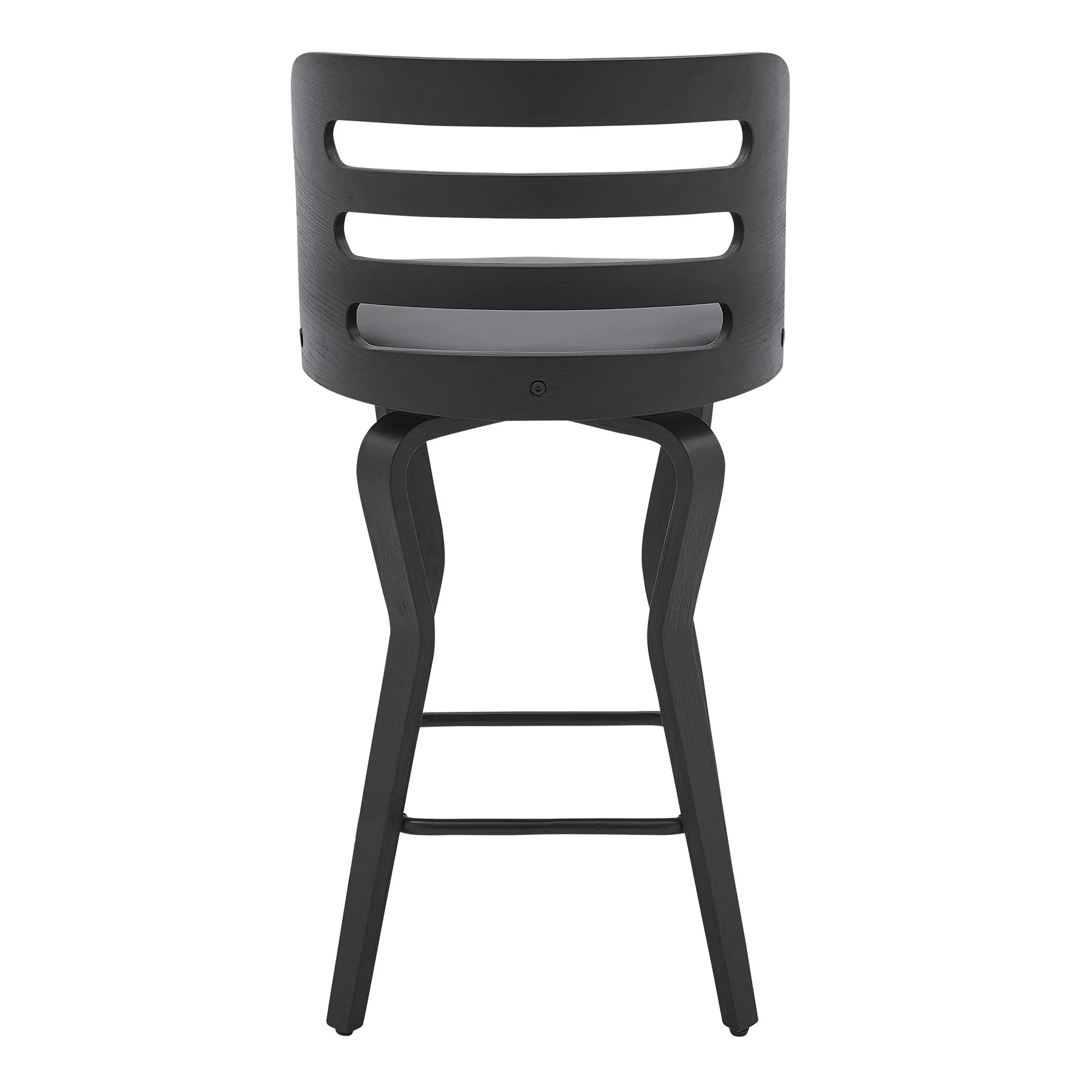 Verne 26" Swivel Gray Faux Leather and Black Wood Bar Stool - Image 5