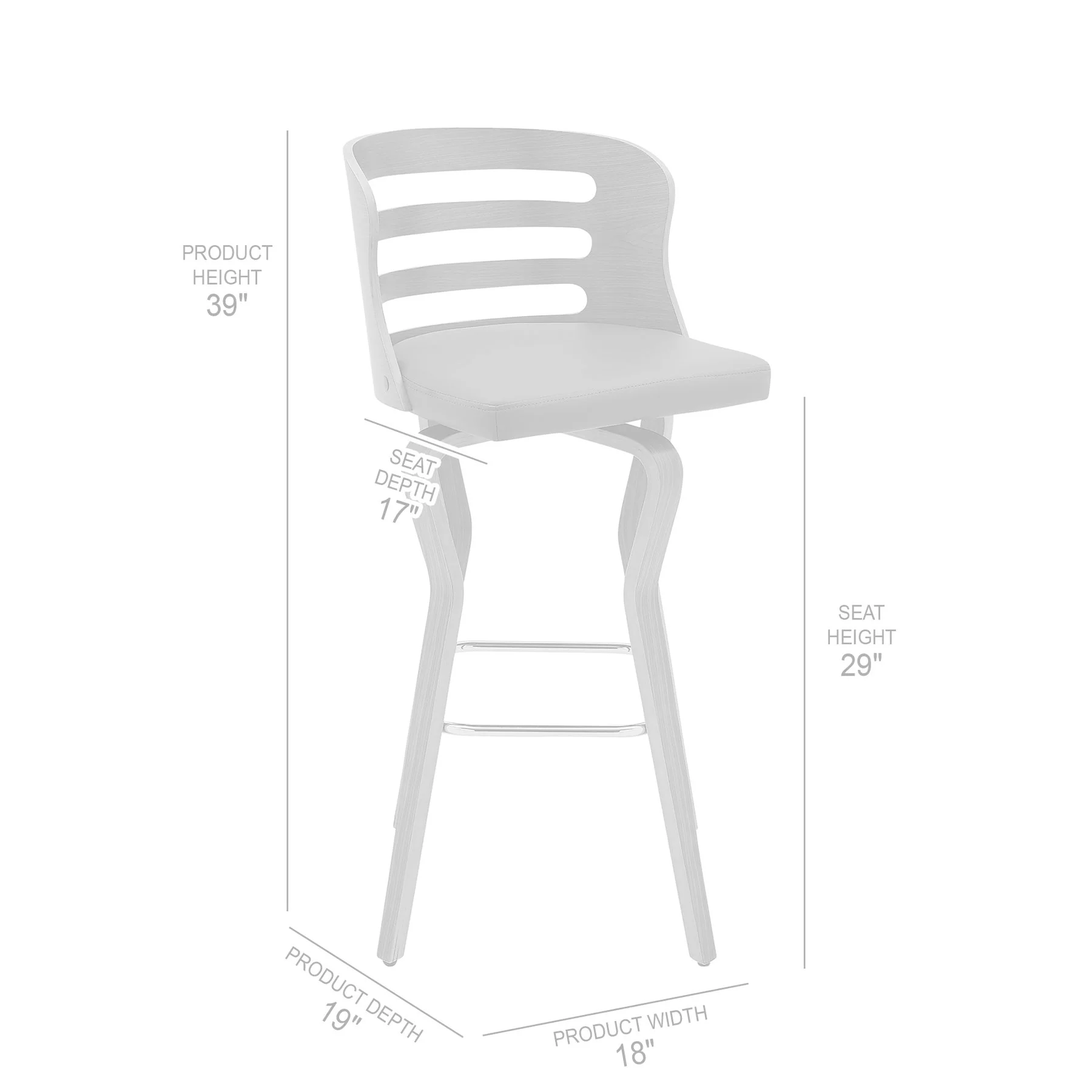 Verne 30" Swivel Gray Faux Leather and Walnut Wood Bar Stool - Image 8