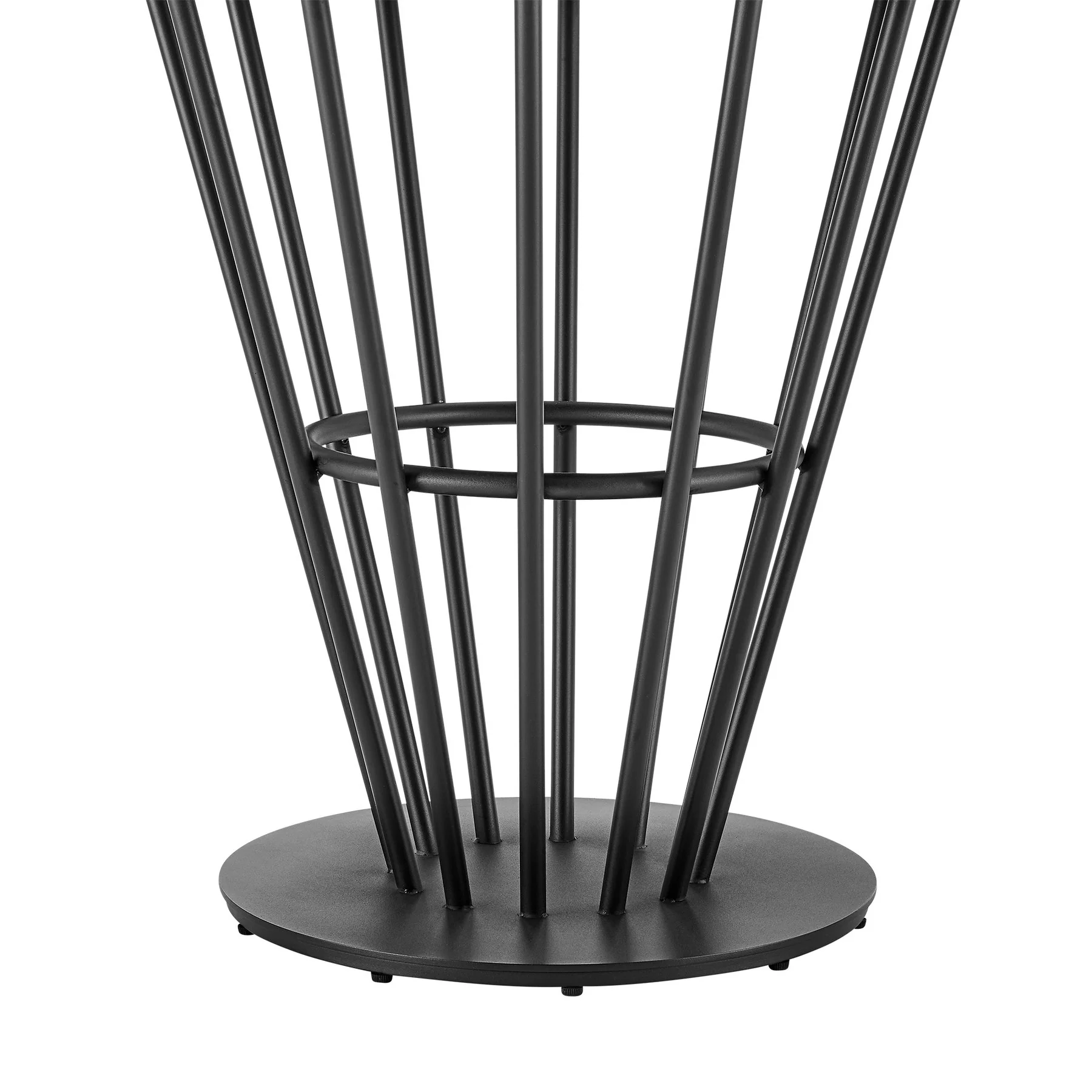 Veronica Shannon 5 Piece Round Glass Dining Table Set with Matte Black Iron and Black Fabric - Image 8