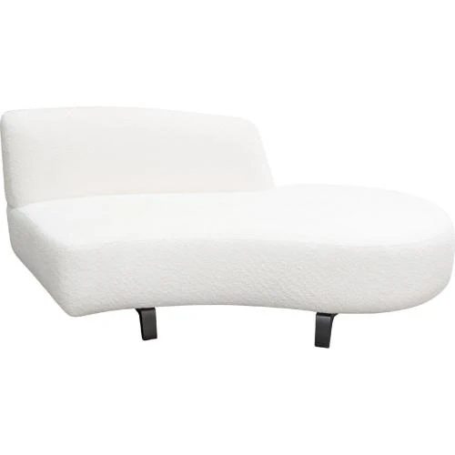 Vesper Curved Armless Right Chaise in Faux White Shearling w/ Black Wood Leg Base