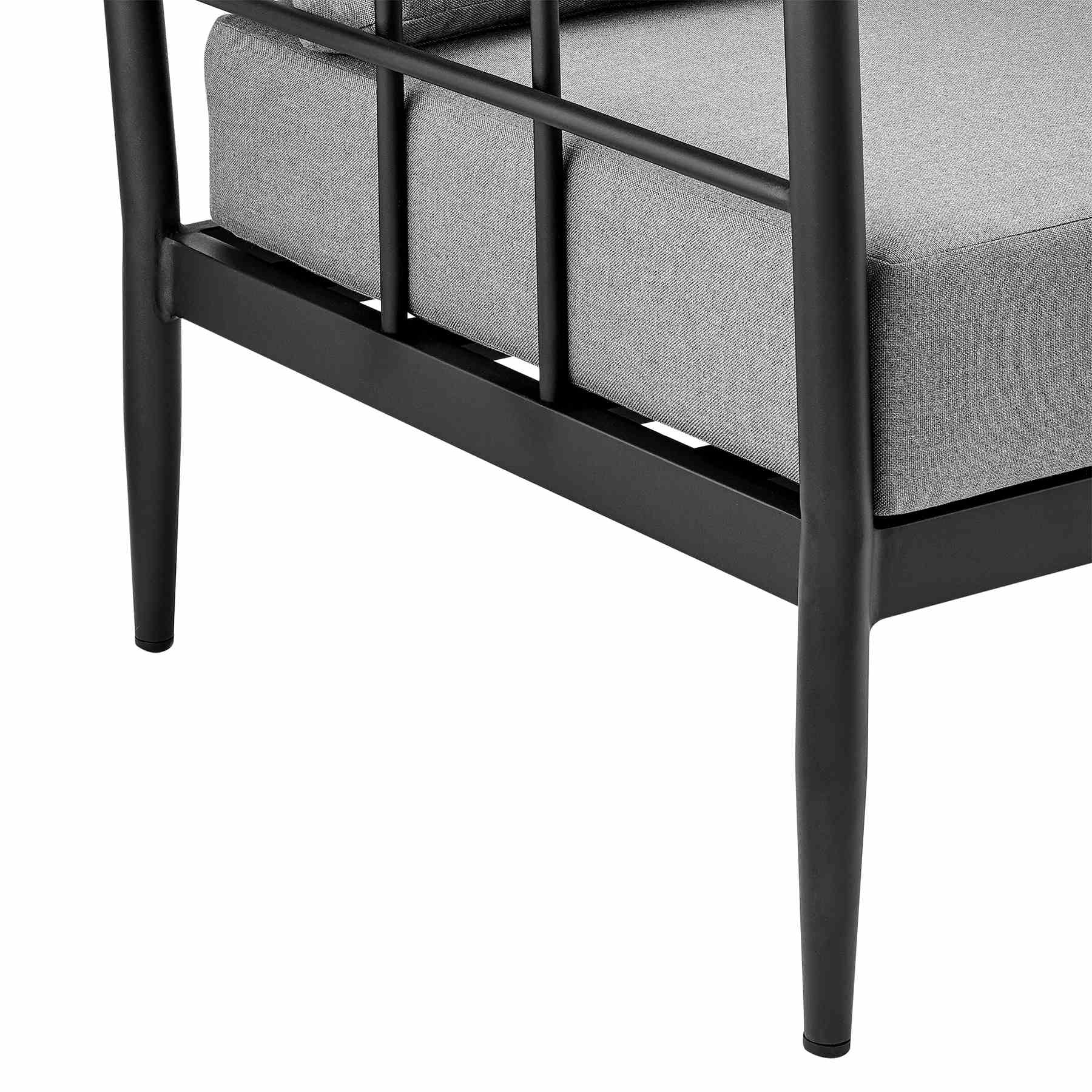 Veyda Aluminum and Teak Wood Outdoor Chair in Black and Dark Gray - Image 5