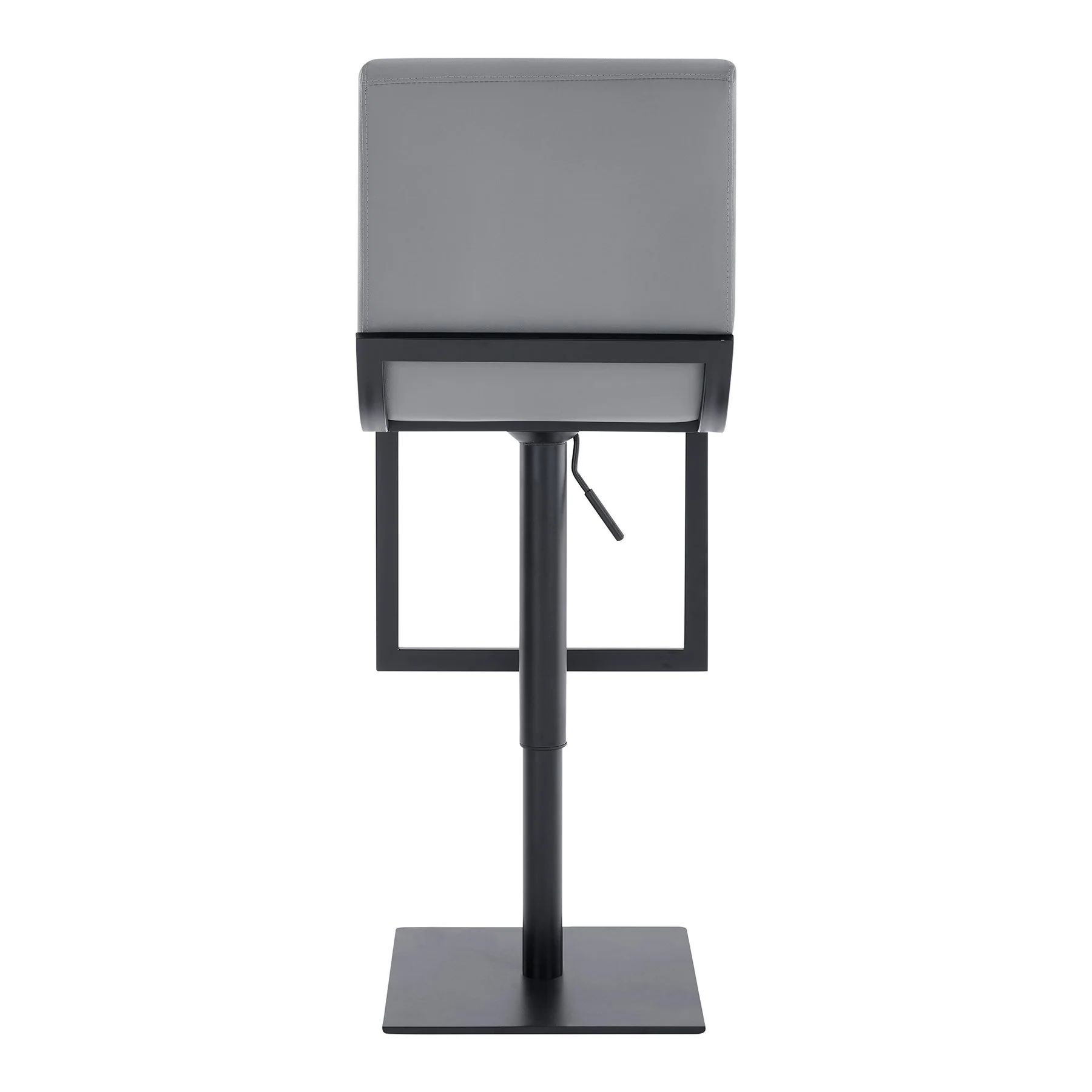 Victory Contemporary Swivel Barstool in Matte Black Finish and Gray Faux Leather - Image 4