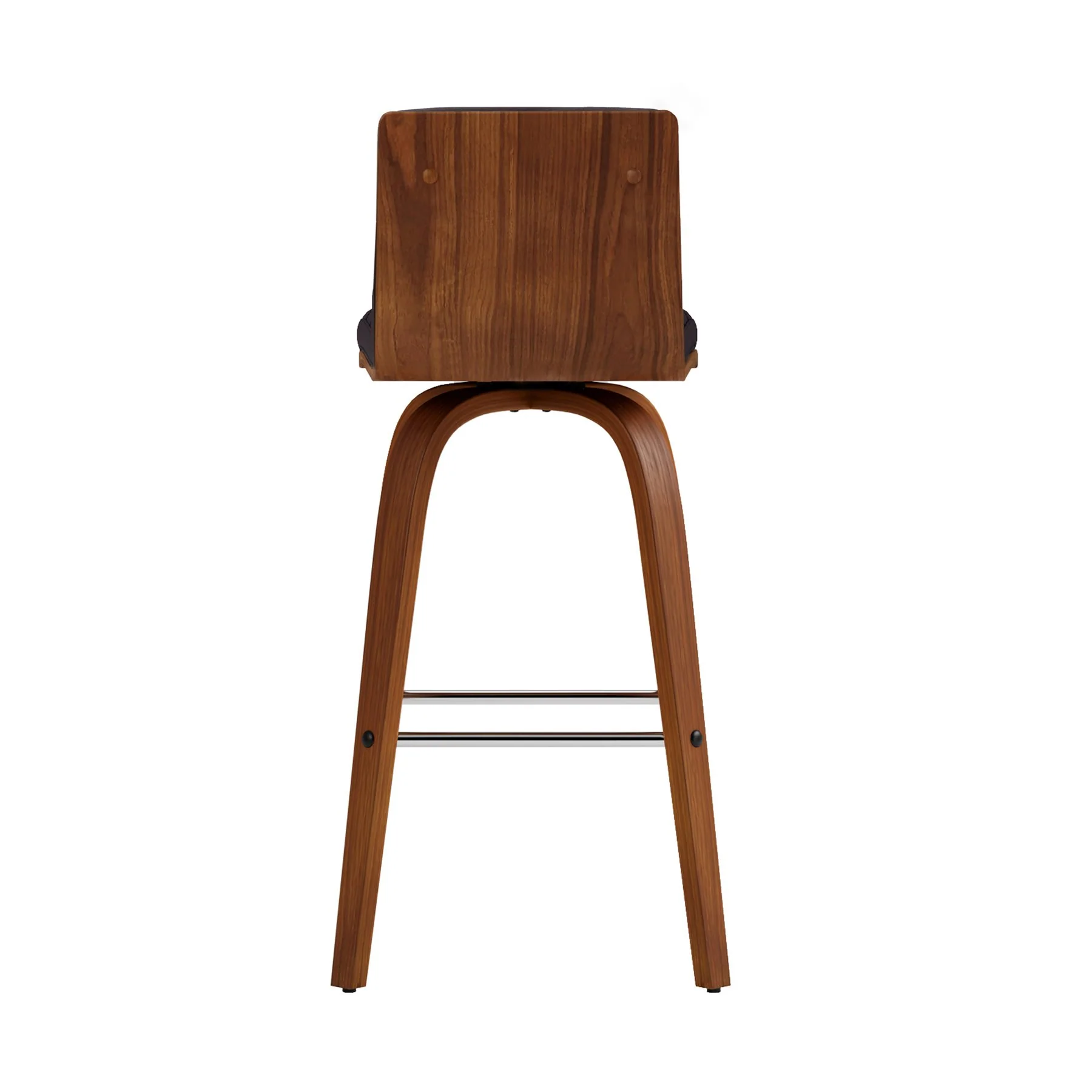 Vienna 26" Swivel Counter Stool in Walnut Wood Finish with Brown Faux Leather - Image 2