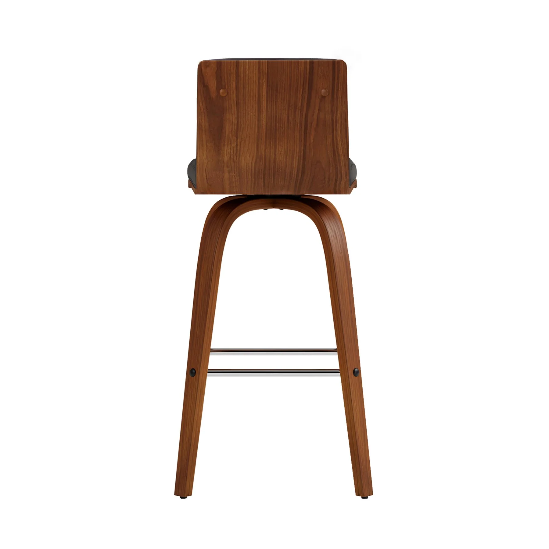 Vienna 26" Swivel Counter Stool in Walnut Wood Finish with Gray Faux Leather - Image 2