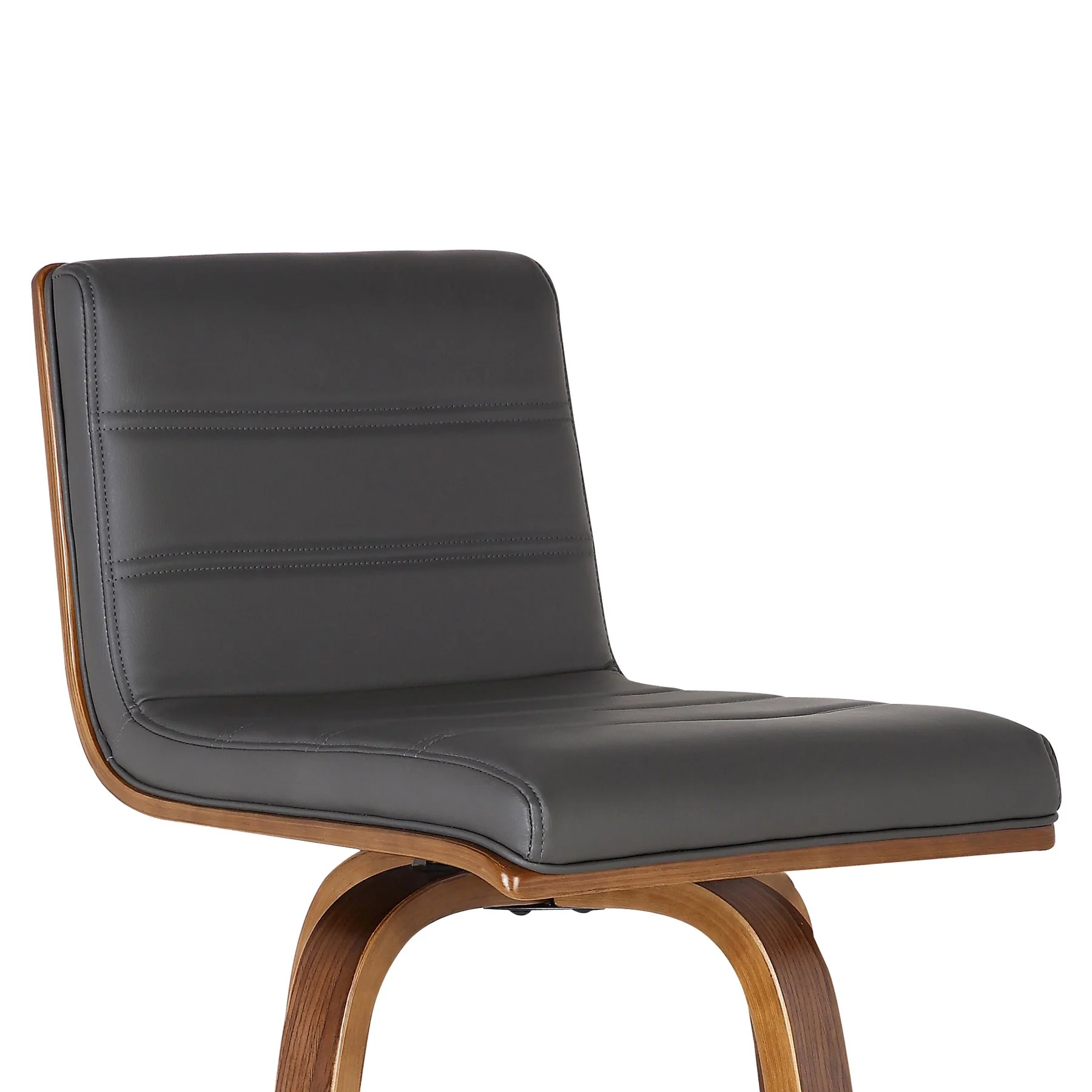 Vienna 26" Swivel Counter Stool in Walnut Wood Finish with Gray Faux Leather - Image 5