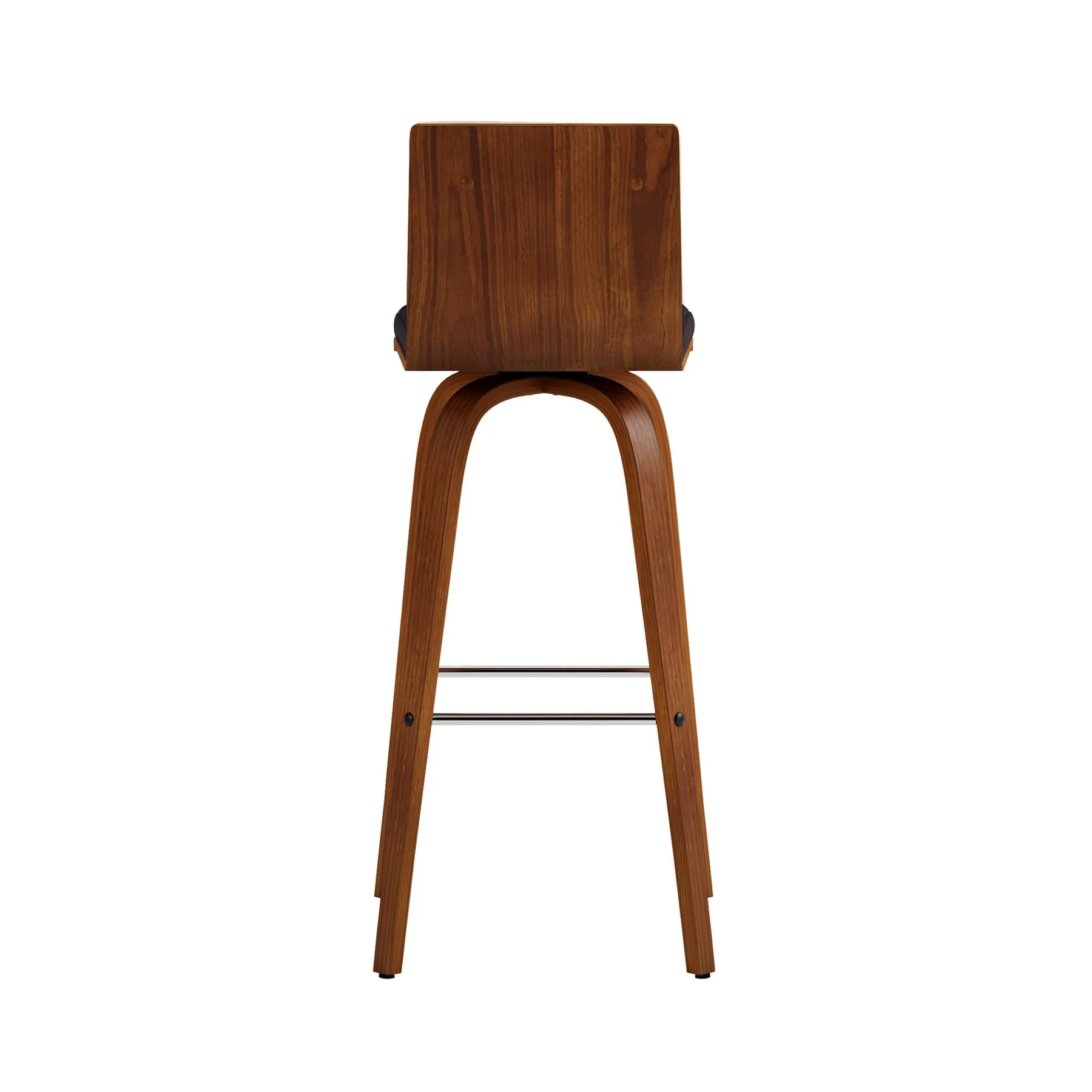 Vienna 30" Swivel Bar Stool in Walnut Wood Finish with Brown Faux Leather - Image 2