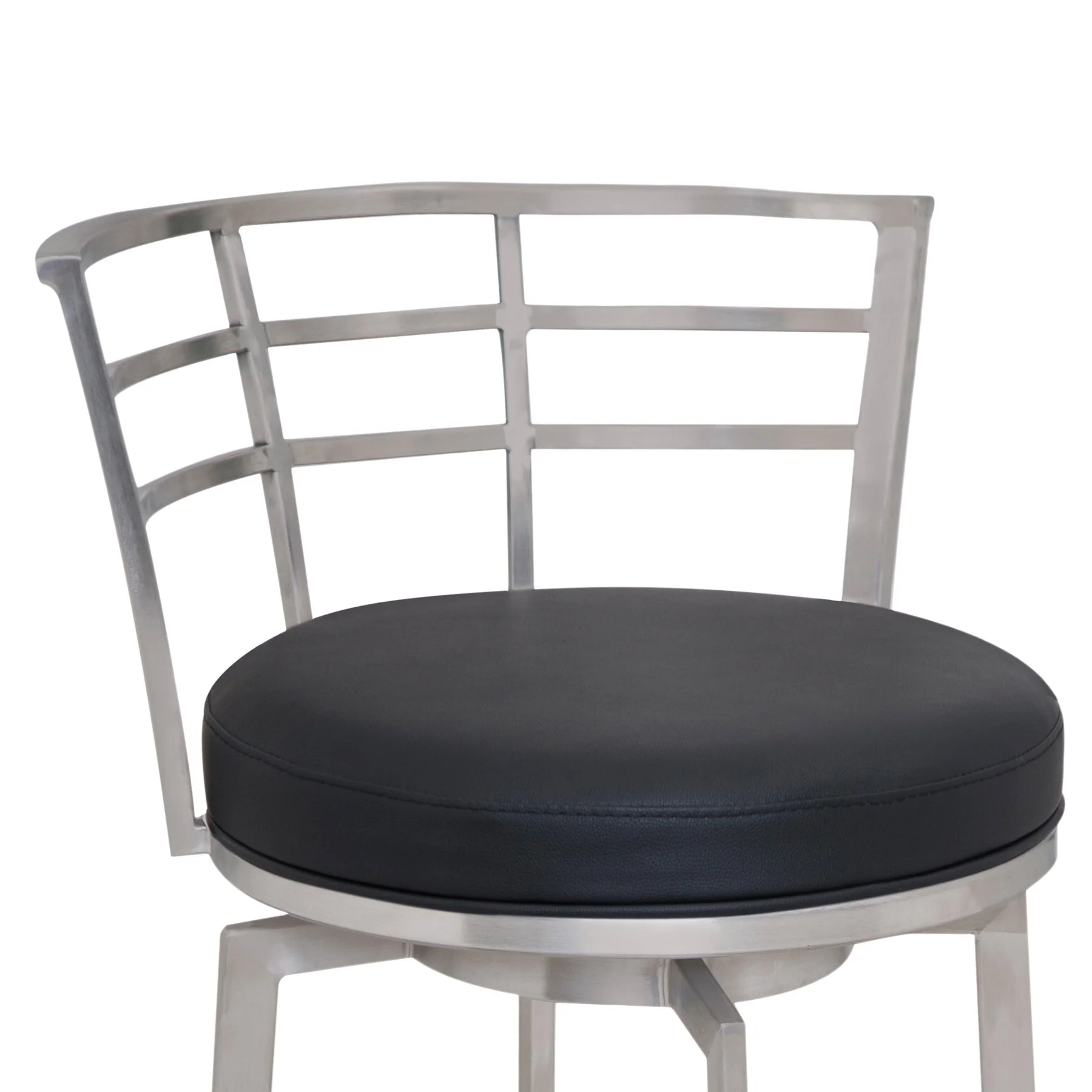 Viper 26" Counter Height Swivel Black Faux Leather and Brushed Stainless Steel Bar Stool - Image 2