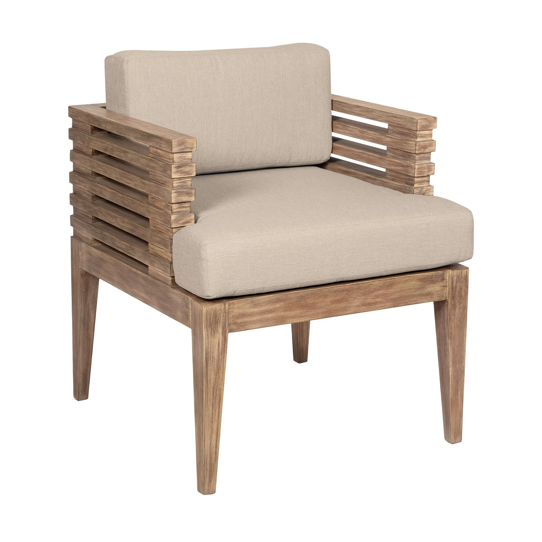 Vivid Outdoor Patio 7 Piece Dining Set in Light Eucalyptus Wood with Taupe Olefin Cushions - Image 2