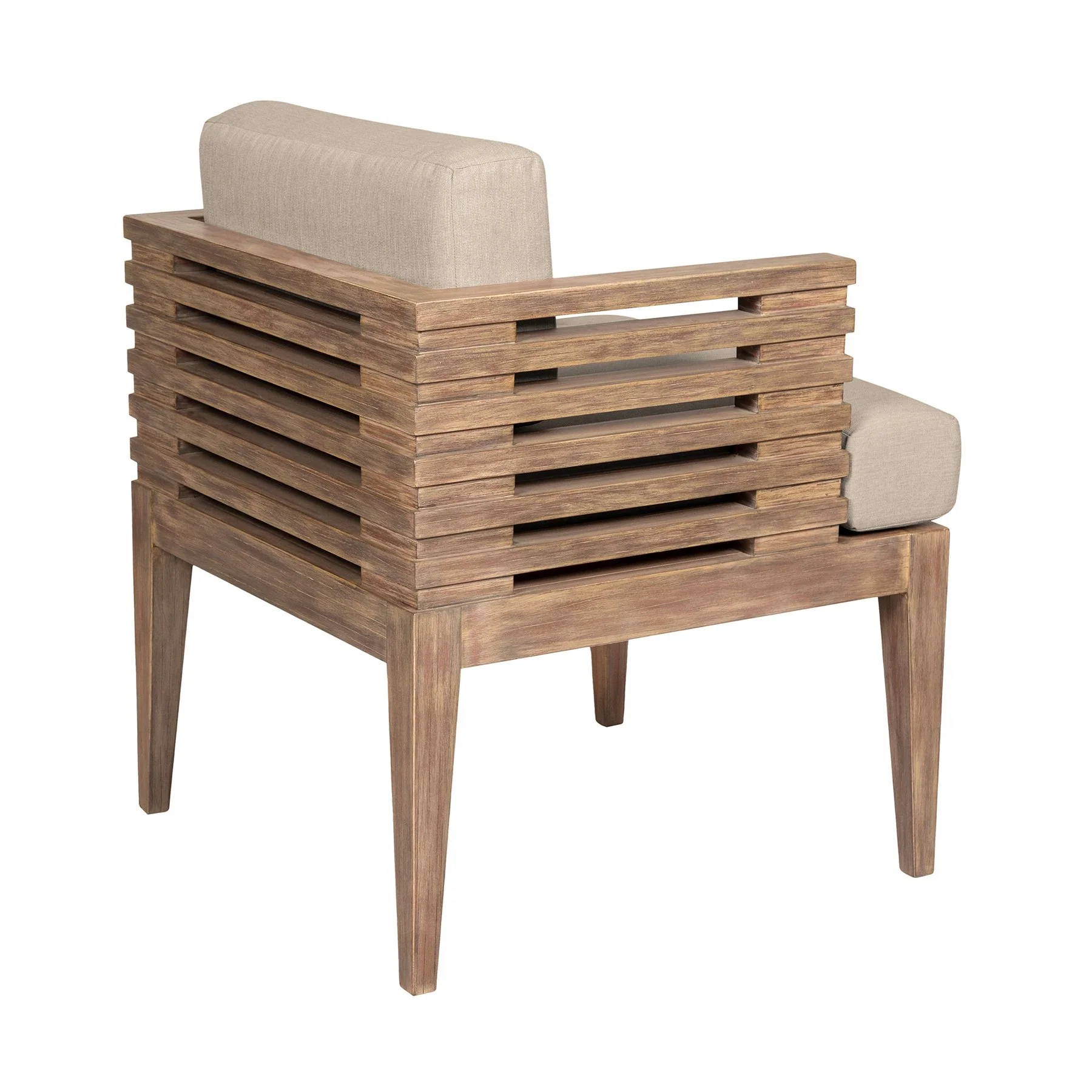 Vivid Outdoor Patio 7 Piece Dining Set in Light Eucalyptus Wood with Taupe Olefin Cushions - Image 3